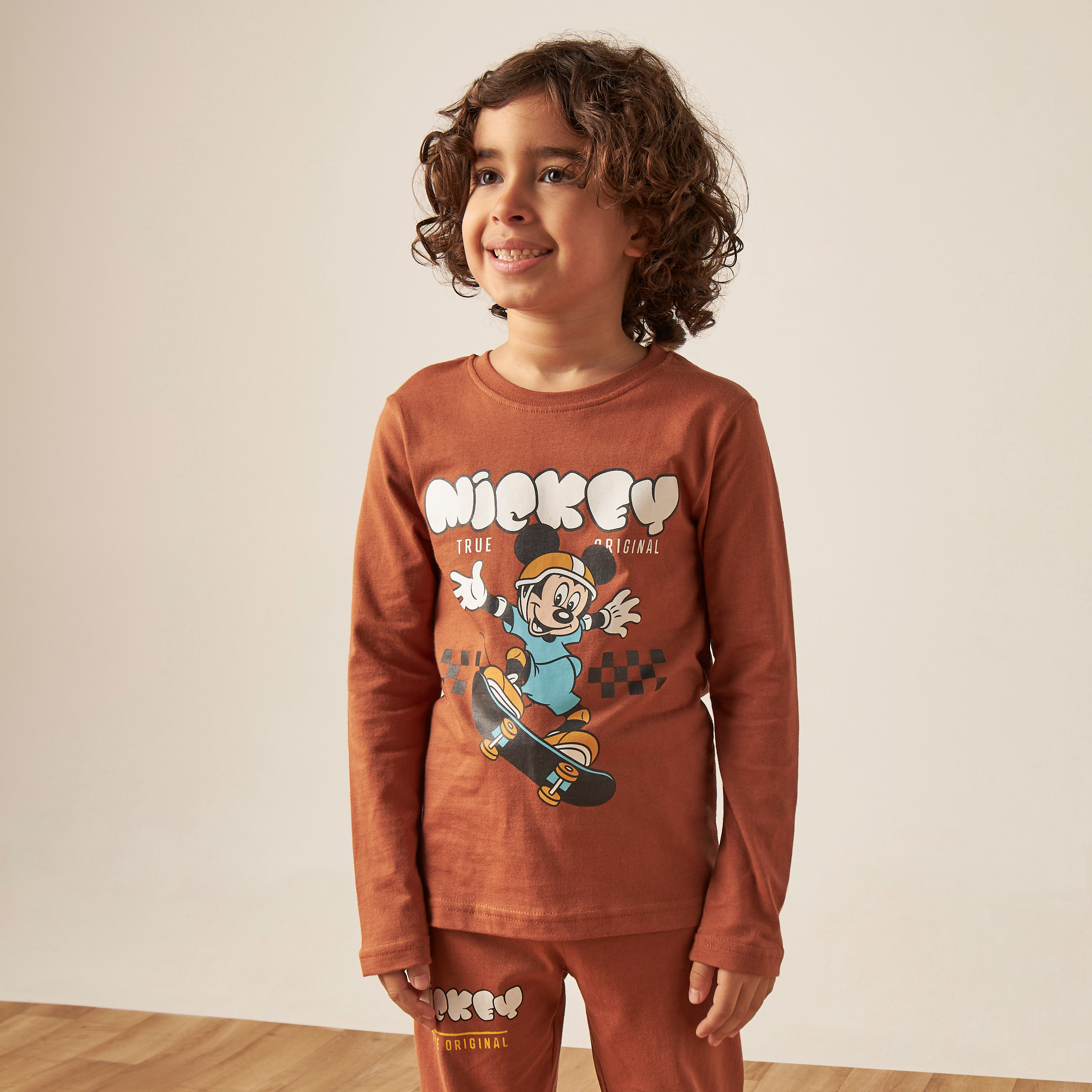 Disney Mickey Mouse Print T-shirt with Pyjamas - Set of 2-boys-clothing-nightwear-image-3