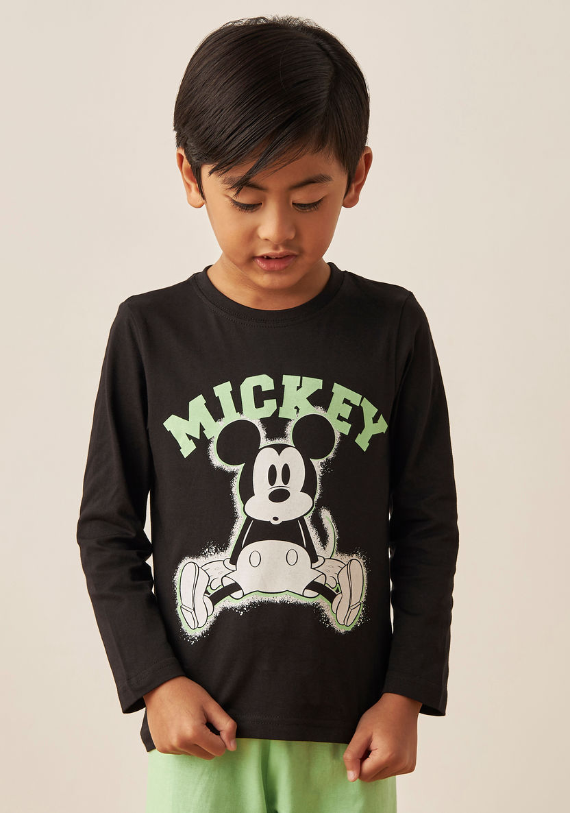 Mickey Mouse Print T-shirt and Pyjama - Set of 2-Nightwear-image-2