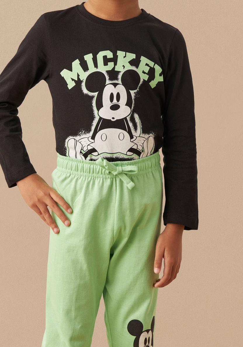 Mickey Mouse Print T-shirt and Pyjama - Set of 2-Nightwear-image-4