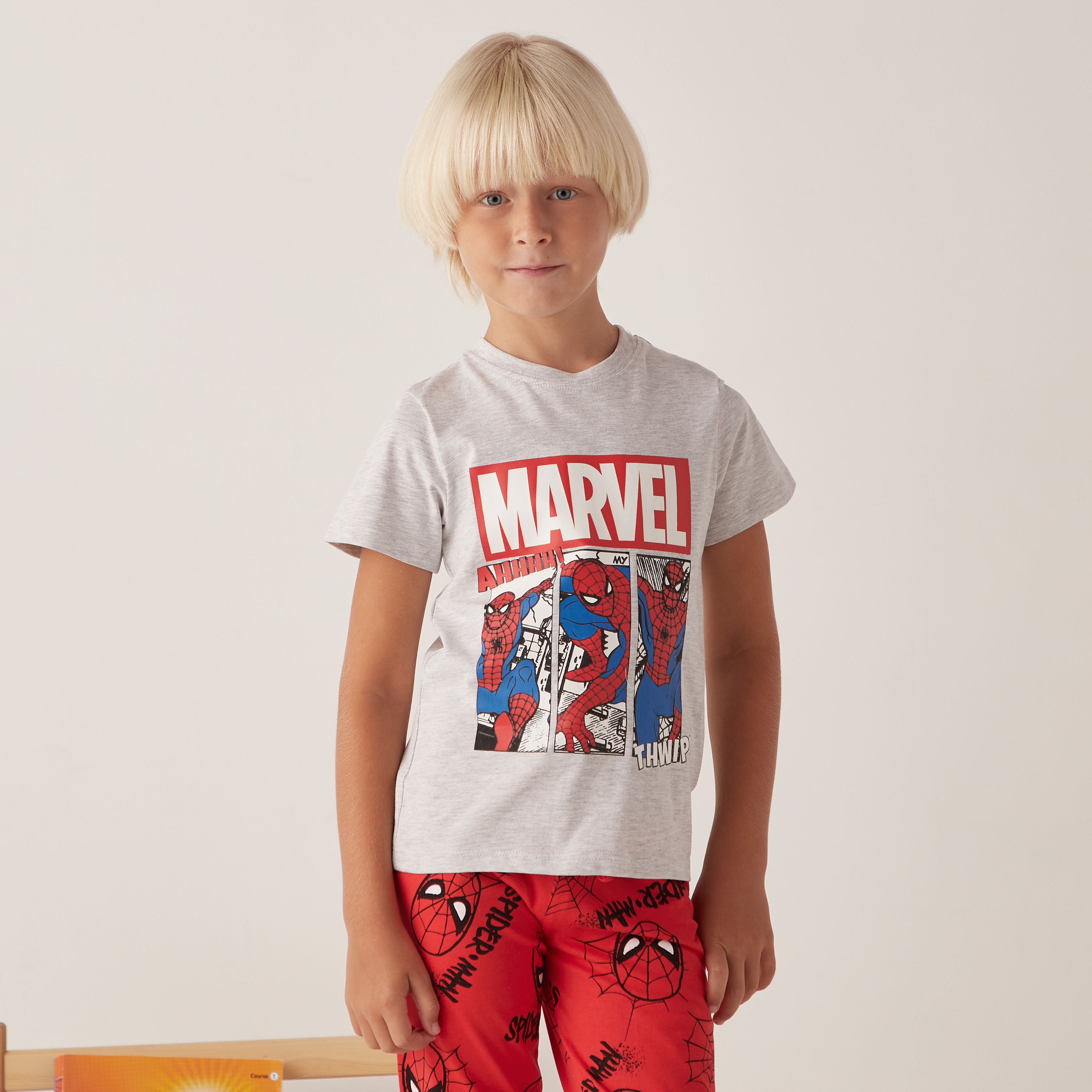 Buy Baby Boys Spider Man Print T shirt and Pyjama Set of 2