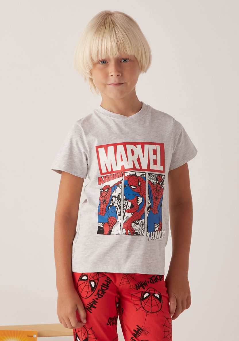 Spider-Man Print T-shirt and Pyjama - Set of 2-Pyjama Sets-image-1