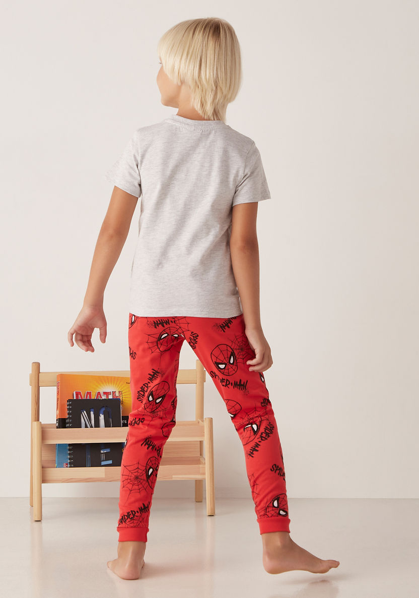 Spider-Man Print T-shirt and Pyjama - Set of 2-Pyjama Sets-image-4