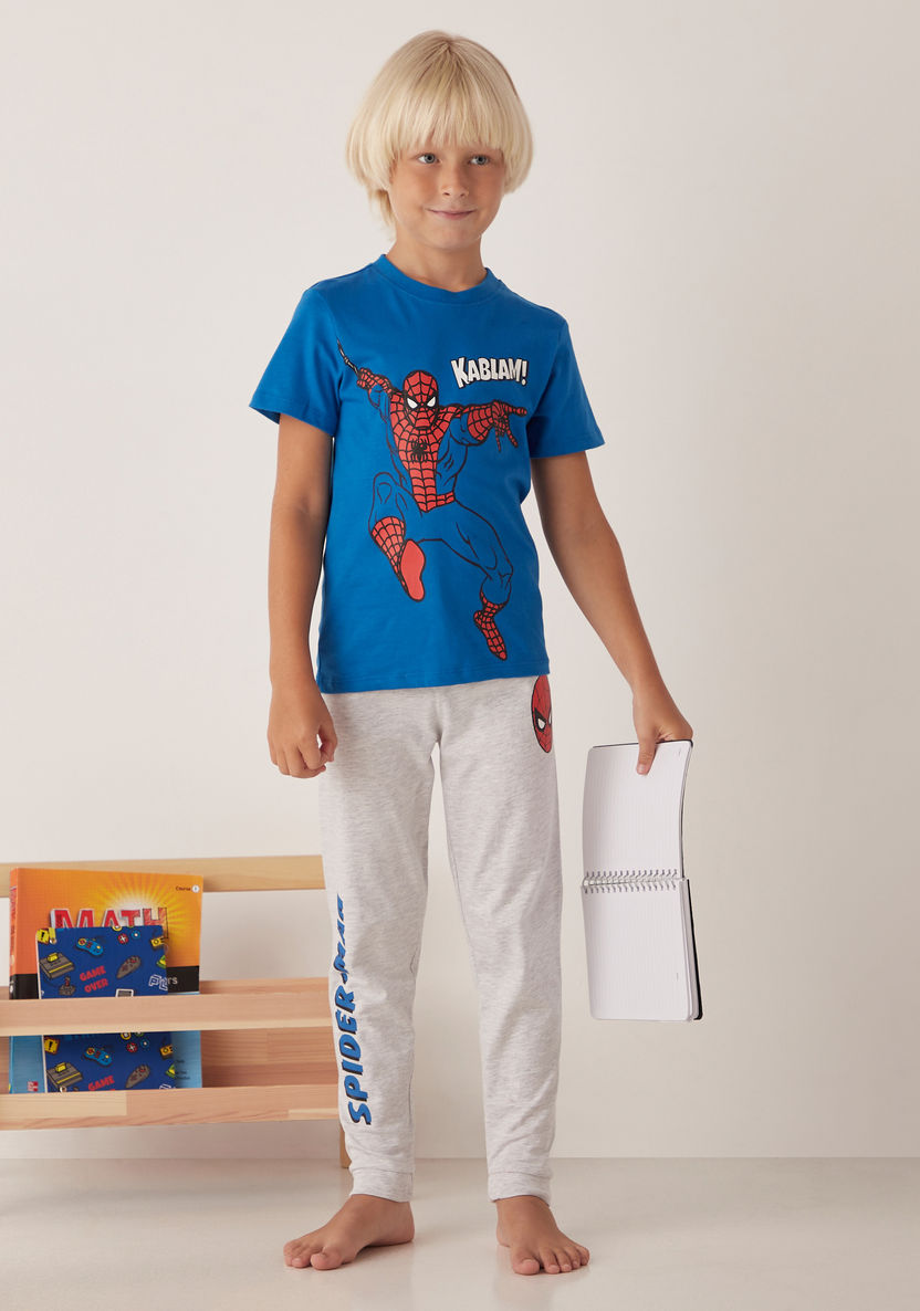 Spider-Man Print T-shirt and Pyjama - Set of 2-Pyjama Sets-image-5