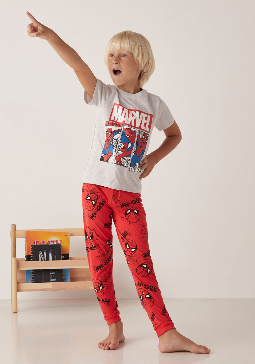 Spider-Man Print T-shirt and Pyjama - Set of 2-Pyjama Sets-image-7
