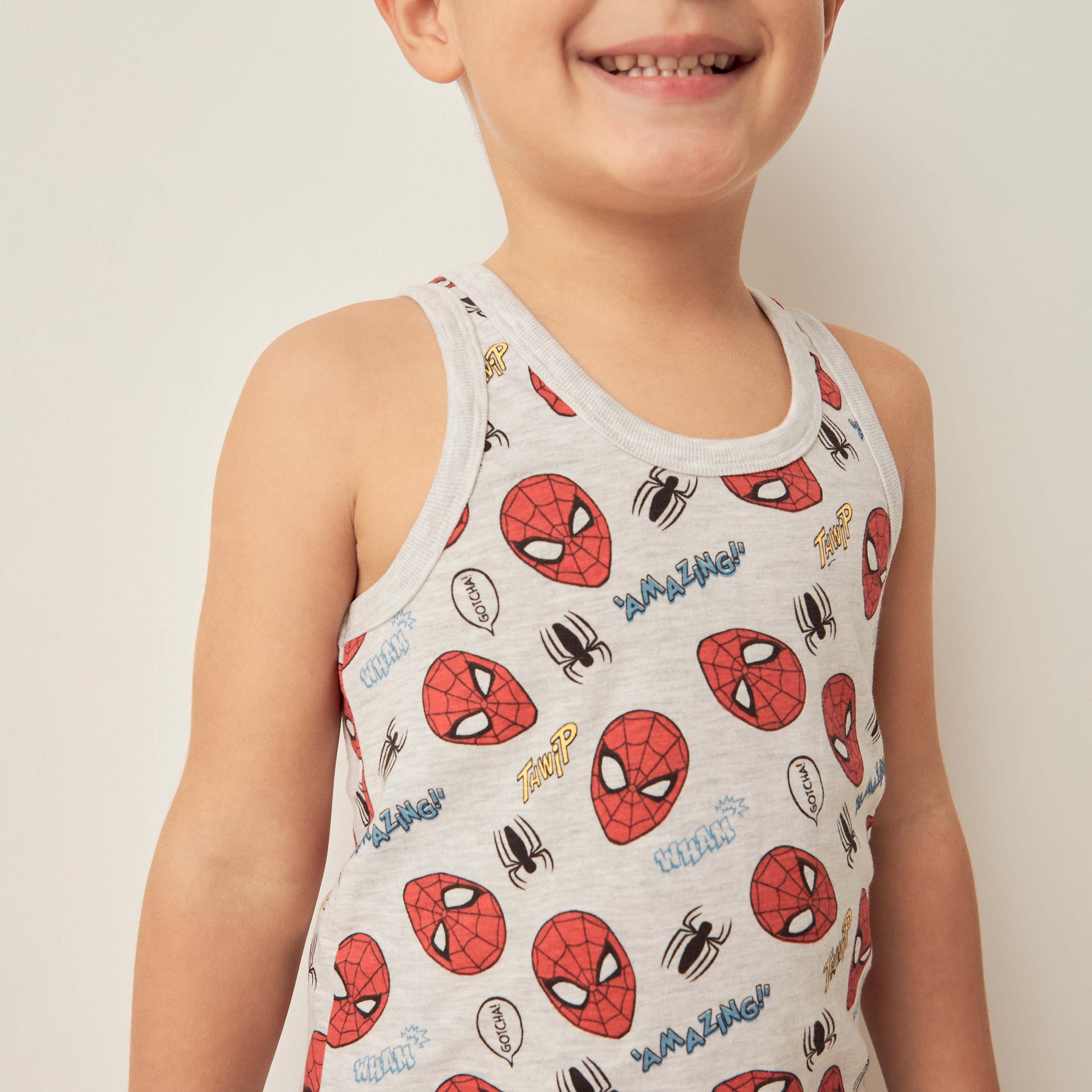Spider-Man Print Vest - Set of 3-baby-boys-clothing-innerwear-image-4