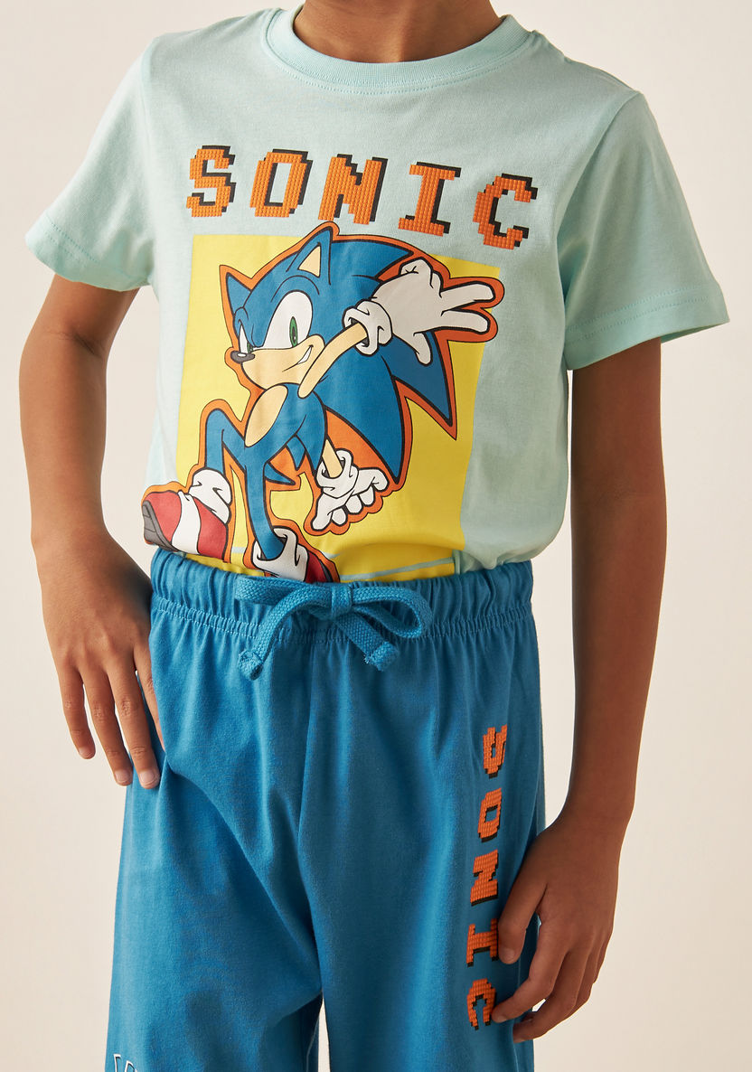 SEGA Sonic The Hedgehog Print Short Sleeves T-shirt and Pyjama Set-Nightwear-image-3