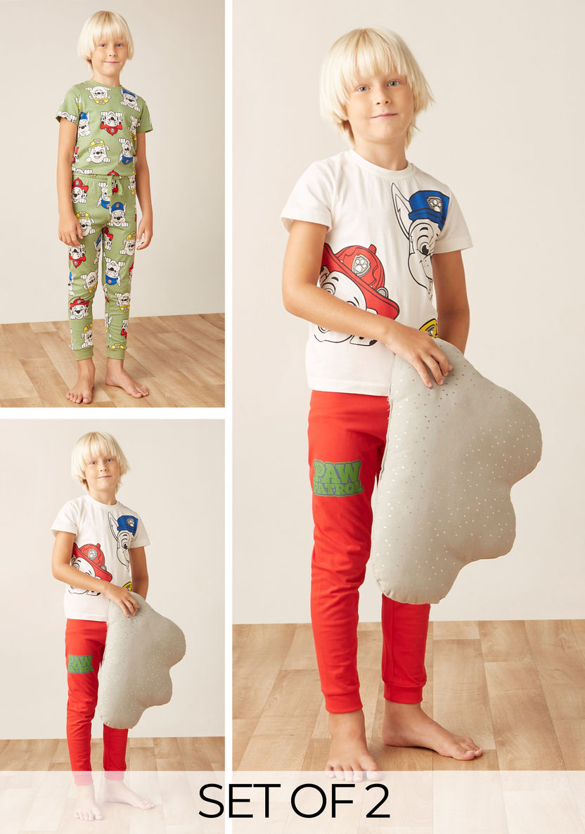 Paw Patrol Print T-shirts and Pyjamas - Set of 2-Pyjama Sets-image-0
