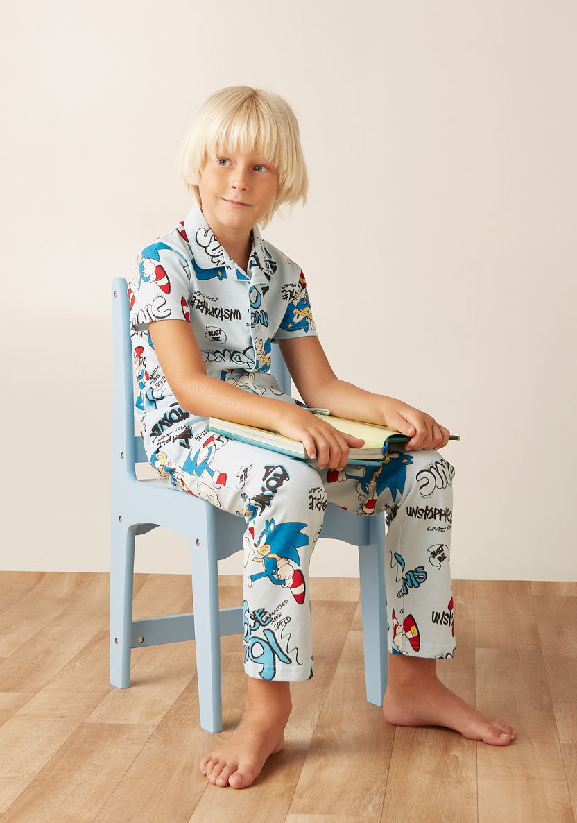SEGA Sonic the Hedgehog Print Shirt and Pyjama Set-Pyjama Sets-image-0