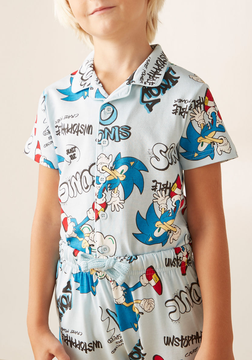 SEGA Sonic the Hedgehog Print Shirt and Pyjama Set-Pyjama Sets-image-2