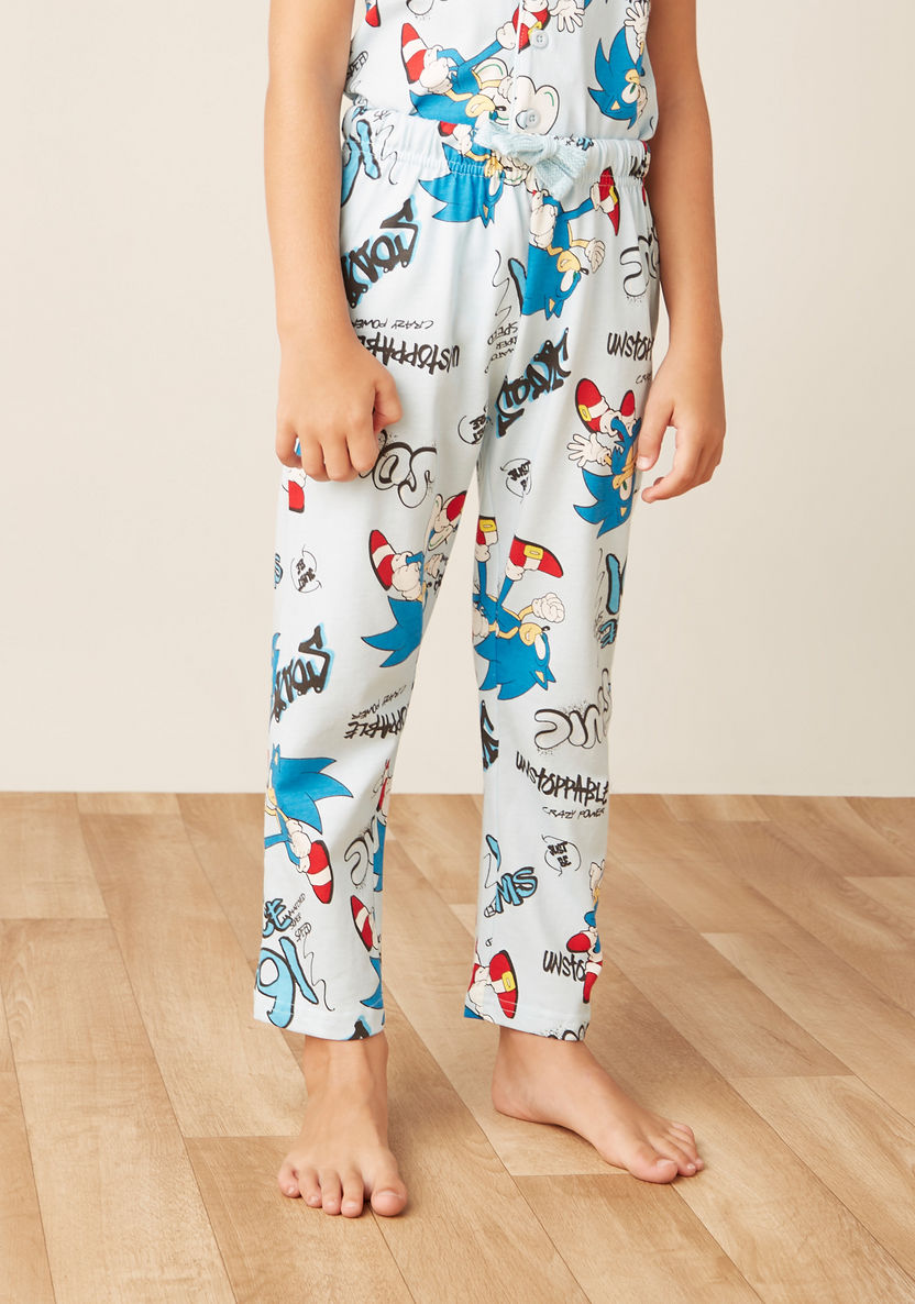 SEGA Sonic the Hedgehog Print Shirt and Pyjama Set-Pyjama Sets-image-4