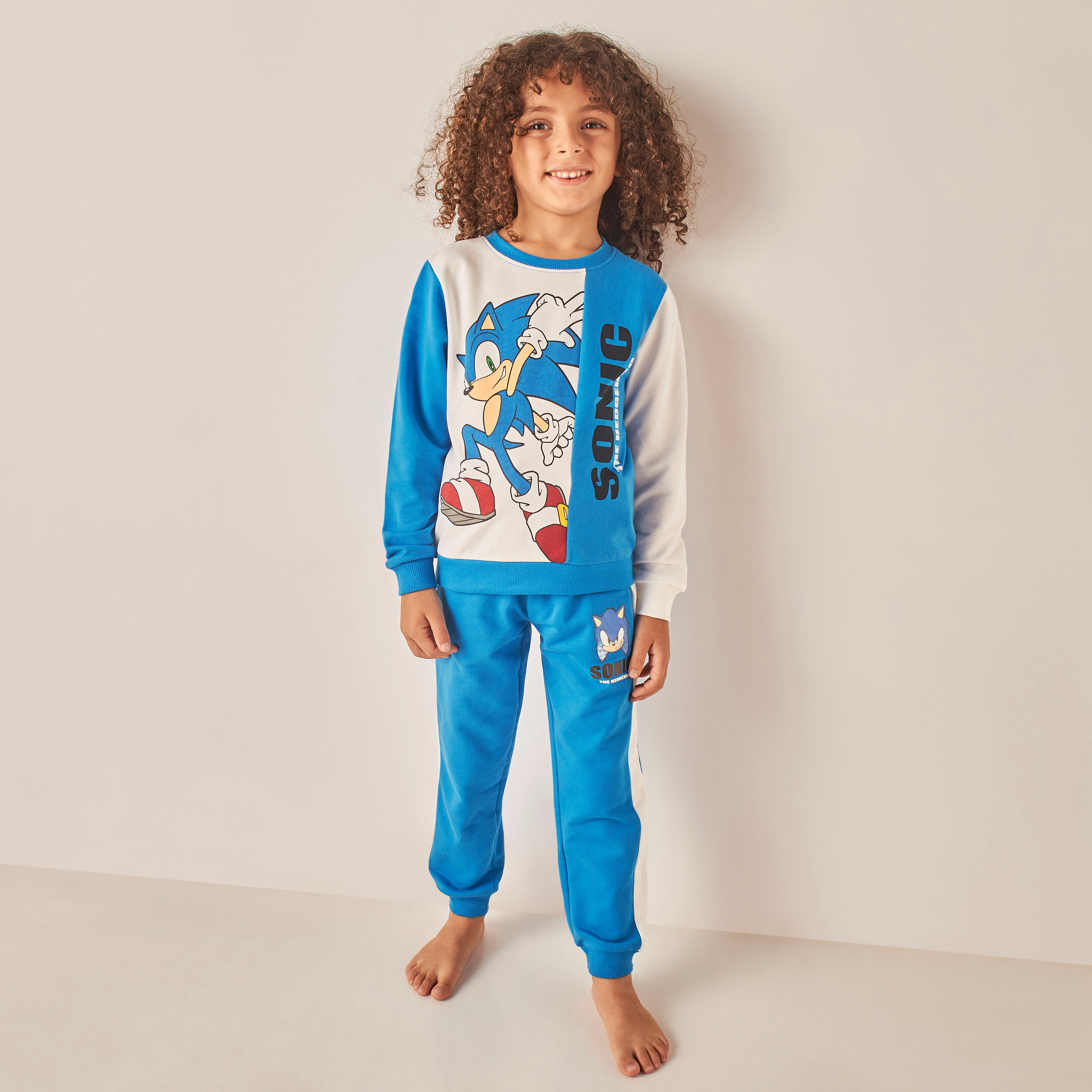 Sonic the Hedgehog Print Long Sleeves T shirt and Pyjama Set