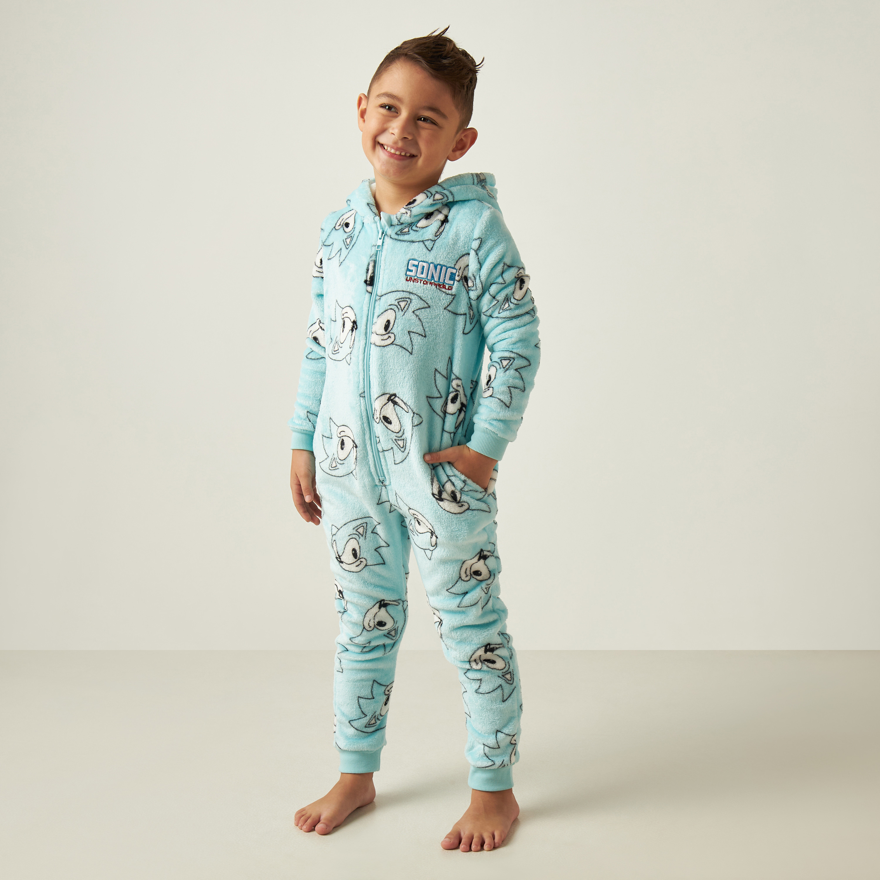 Buy SEGA All Over Sonic The Hedgehog Detail Sleepsuit with Zip