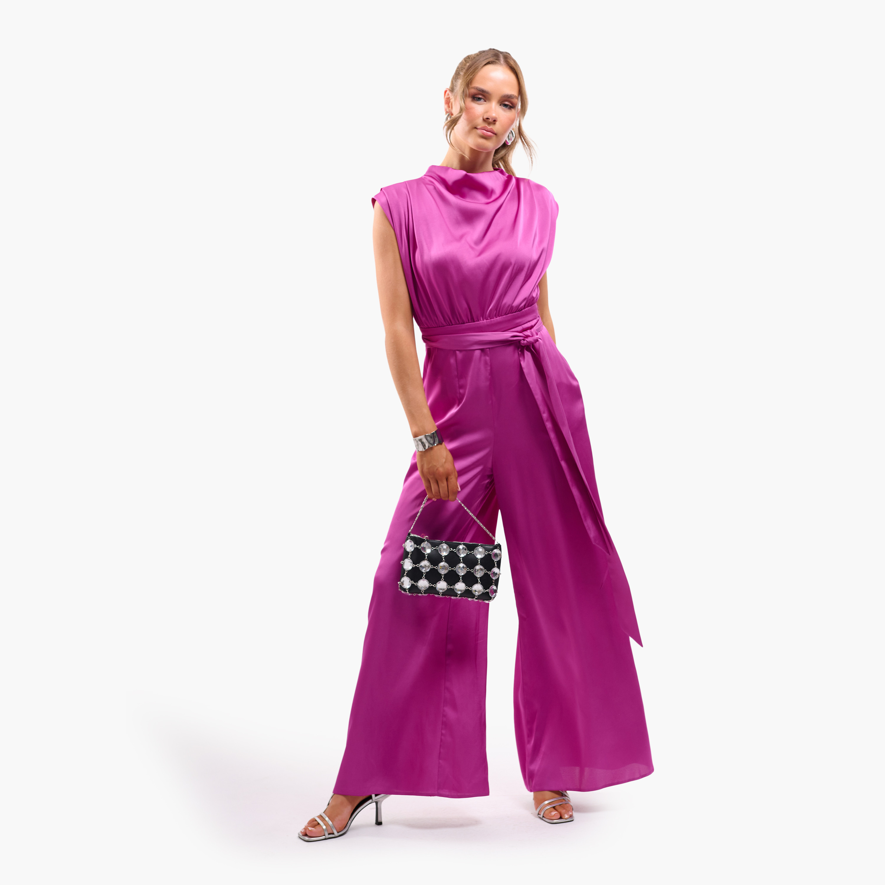 FAIA Orchid Plain Satin Cowl Neck Women's Jumpsuit-women-clothing-jumpsuits-image-1