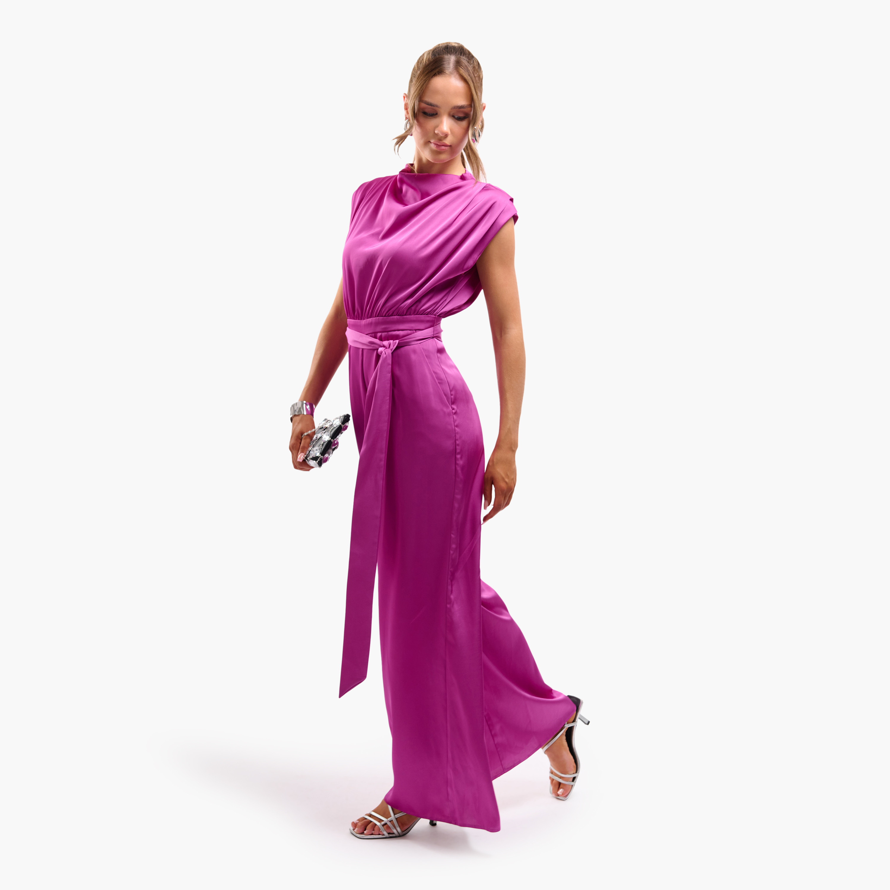 FAIA Orchid Plain Satin Cowl Neck Women's Jumpsuit-women-clothing-jumpsuits-image-2
