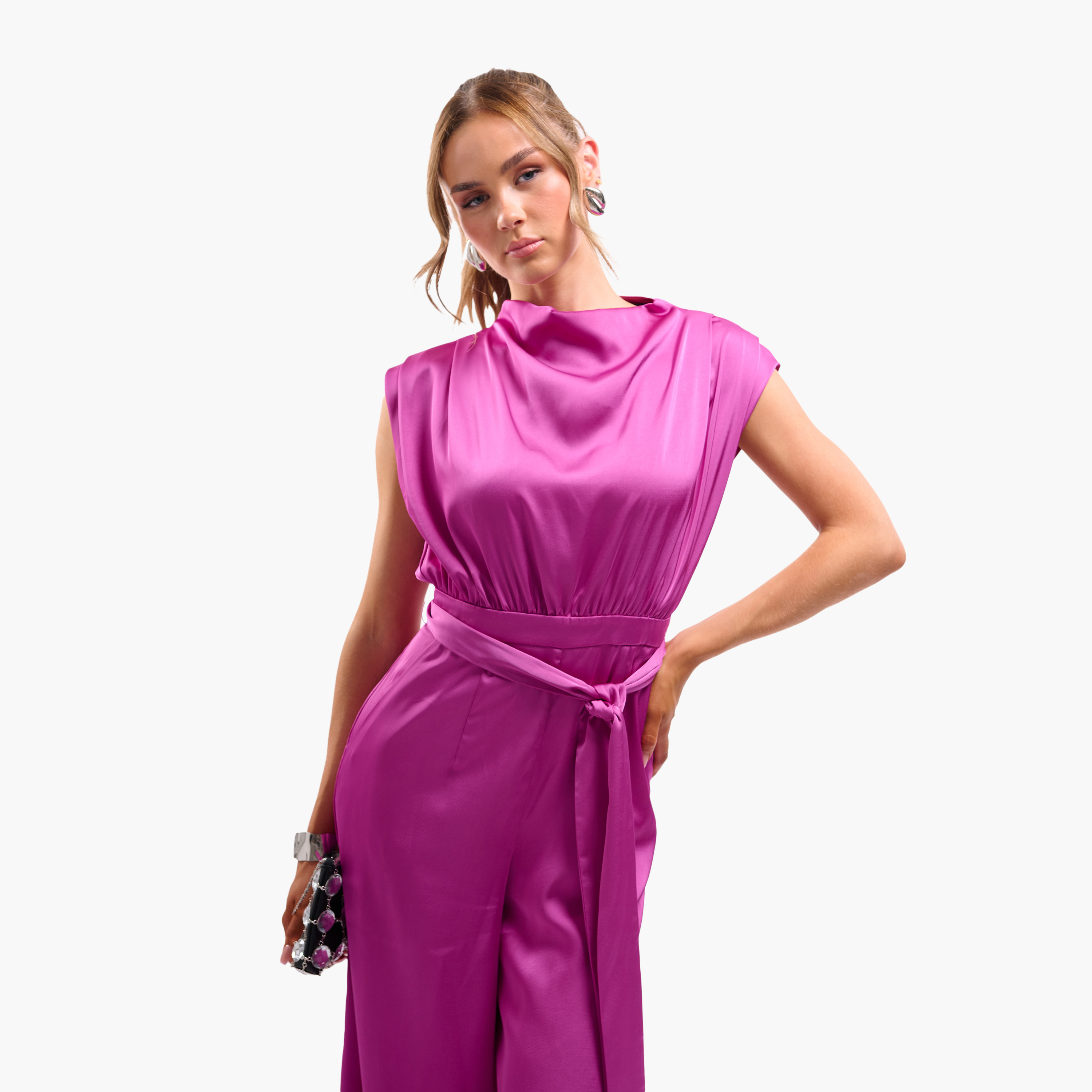FAIA Orchid Plain Satin Cowl Neck Women's Jumpsuit-women-clothing-jumpsuits-image-5