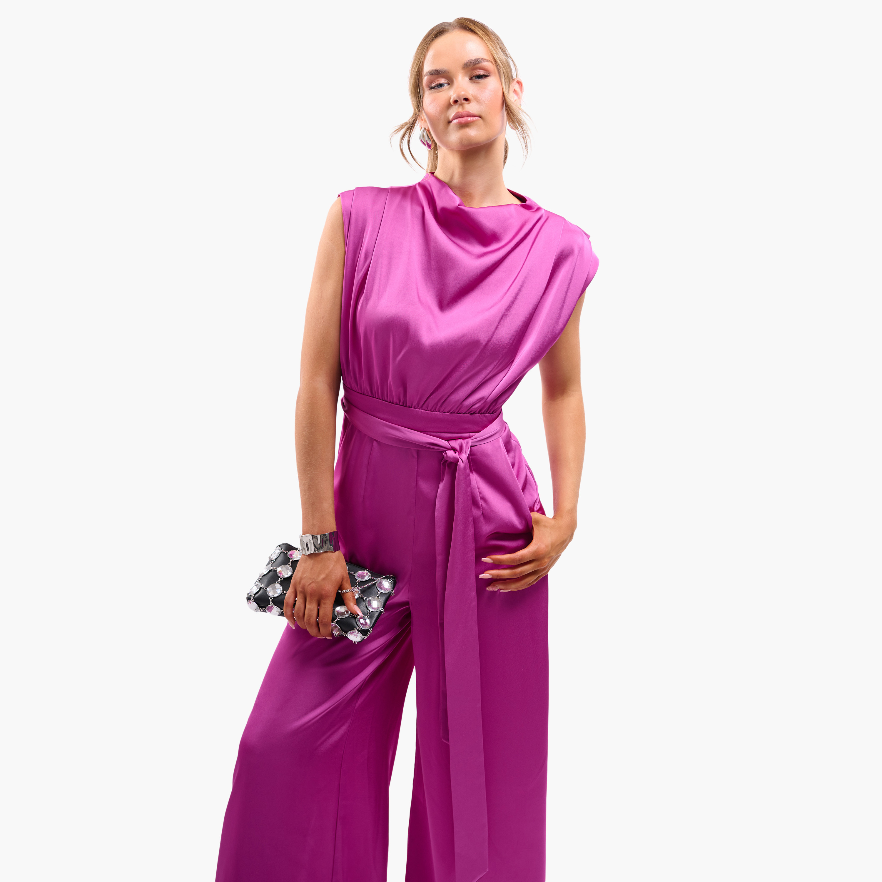 FAIA Orchid Plain Satin Cowl Neck Women's Jumpsuit-women-clothing-jumpsuits-image-6