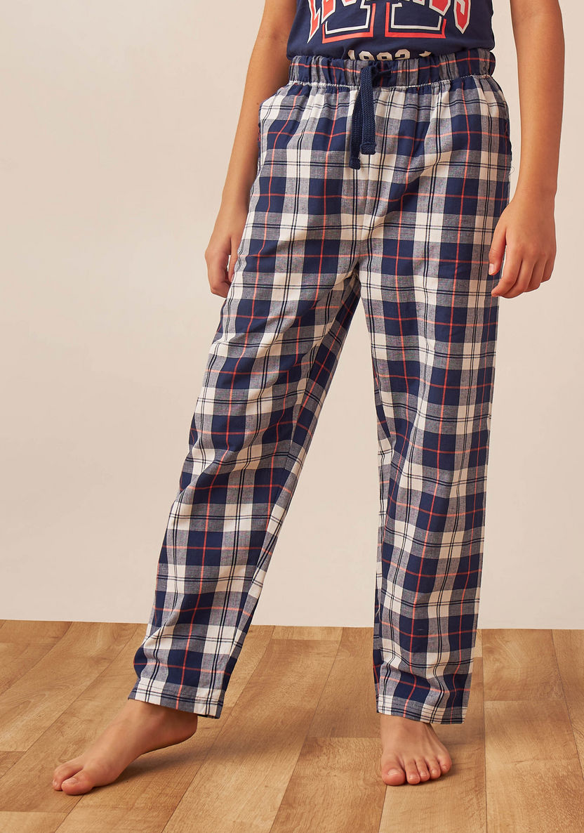 Juniors Printed T-shirt and Checked Pyjama Set-Nightwear-image-2