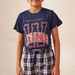 Juniors Printed T-shirt and Checked Pyjama Set-Nightwear-thumbnailMobile-3