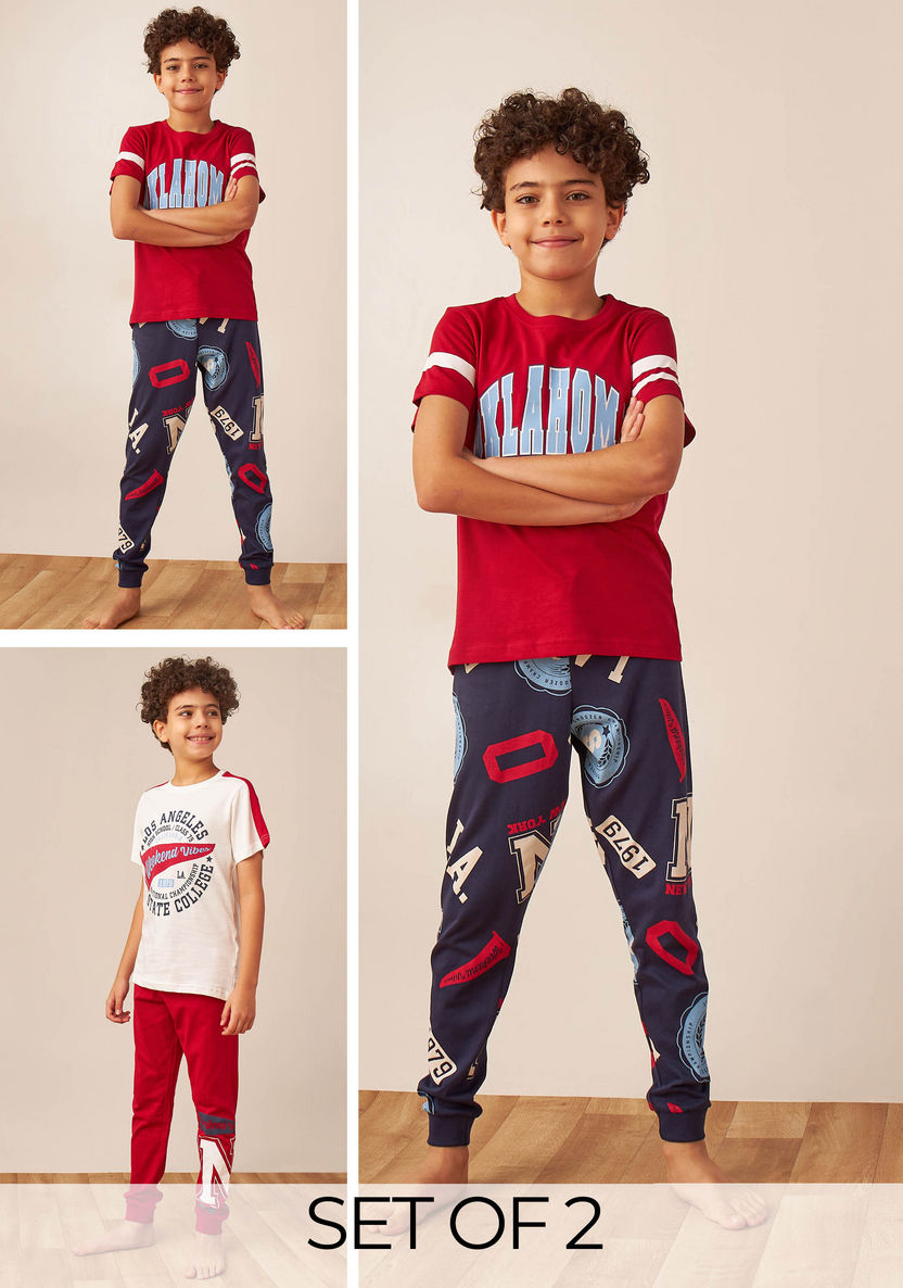 Juniors Printed T-shirt with Pyjamas - Set of 2-Nightwear-image-0
