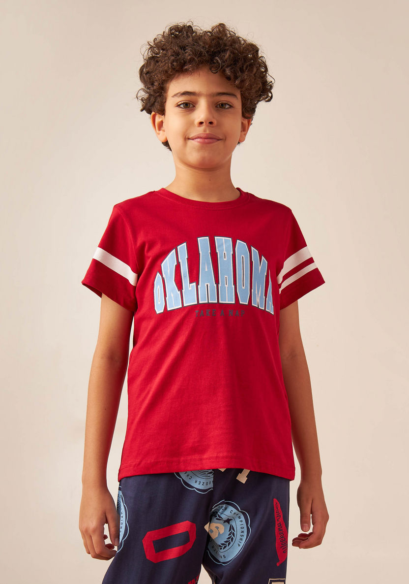 Juniors Printed T-shirt with Pyjamas - Set of 2-Nightwear-image-2