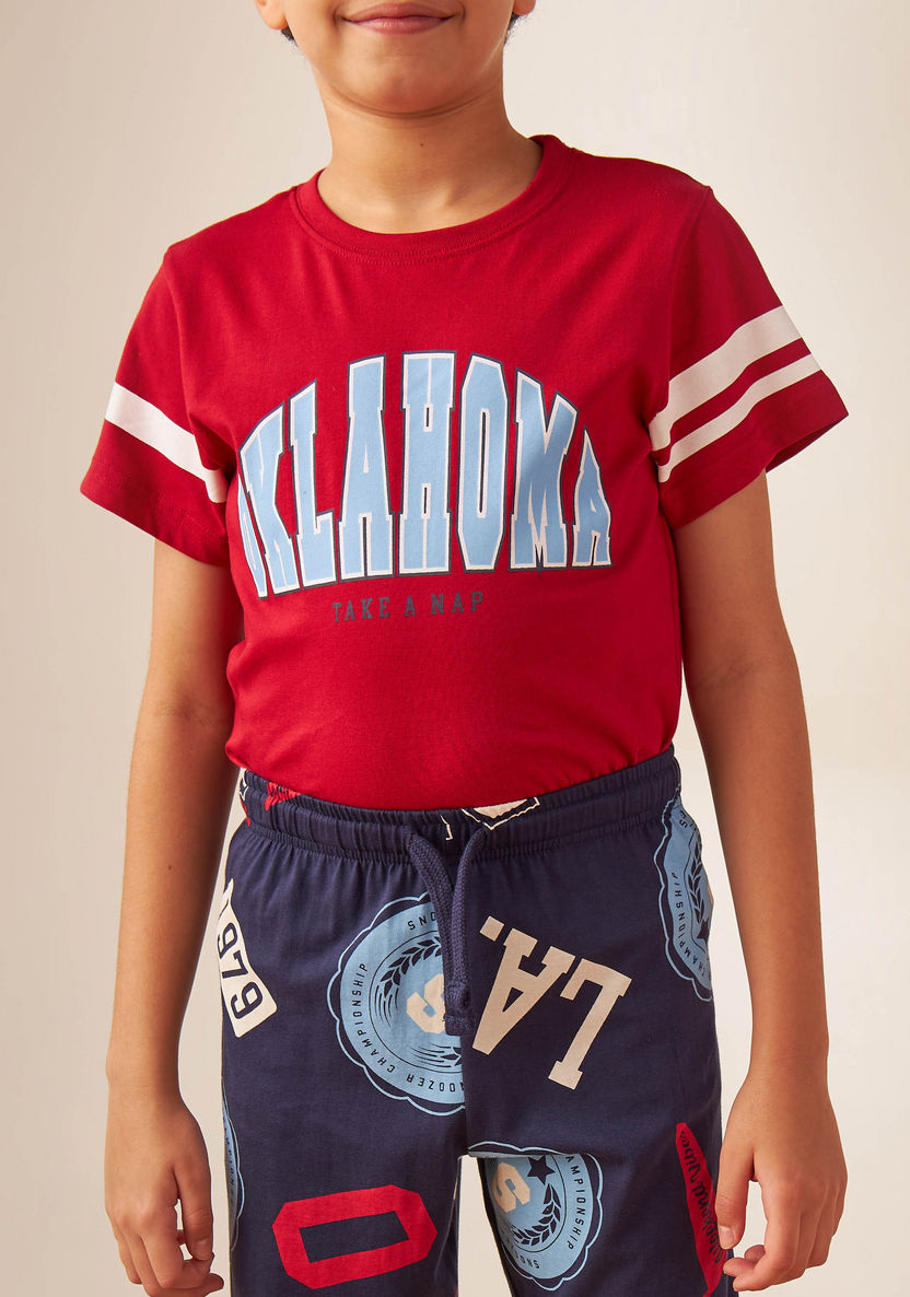 Juniors Printed T-shirt with Pyjamas - Set of 2-Nightwear-image-4