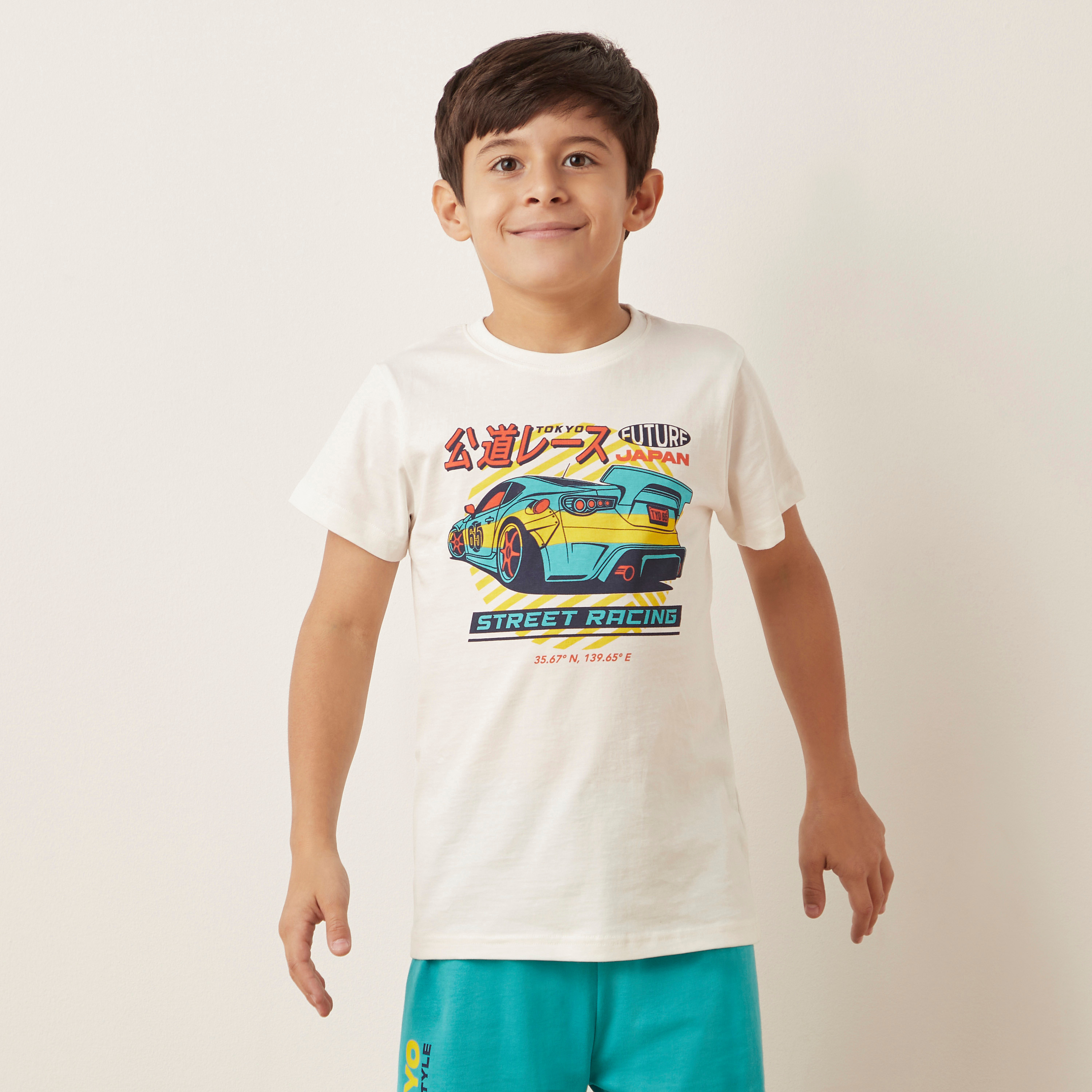 Juniors Graphic Print T-shirt and Shorts Set-boys-clothing-nightwear-image-2