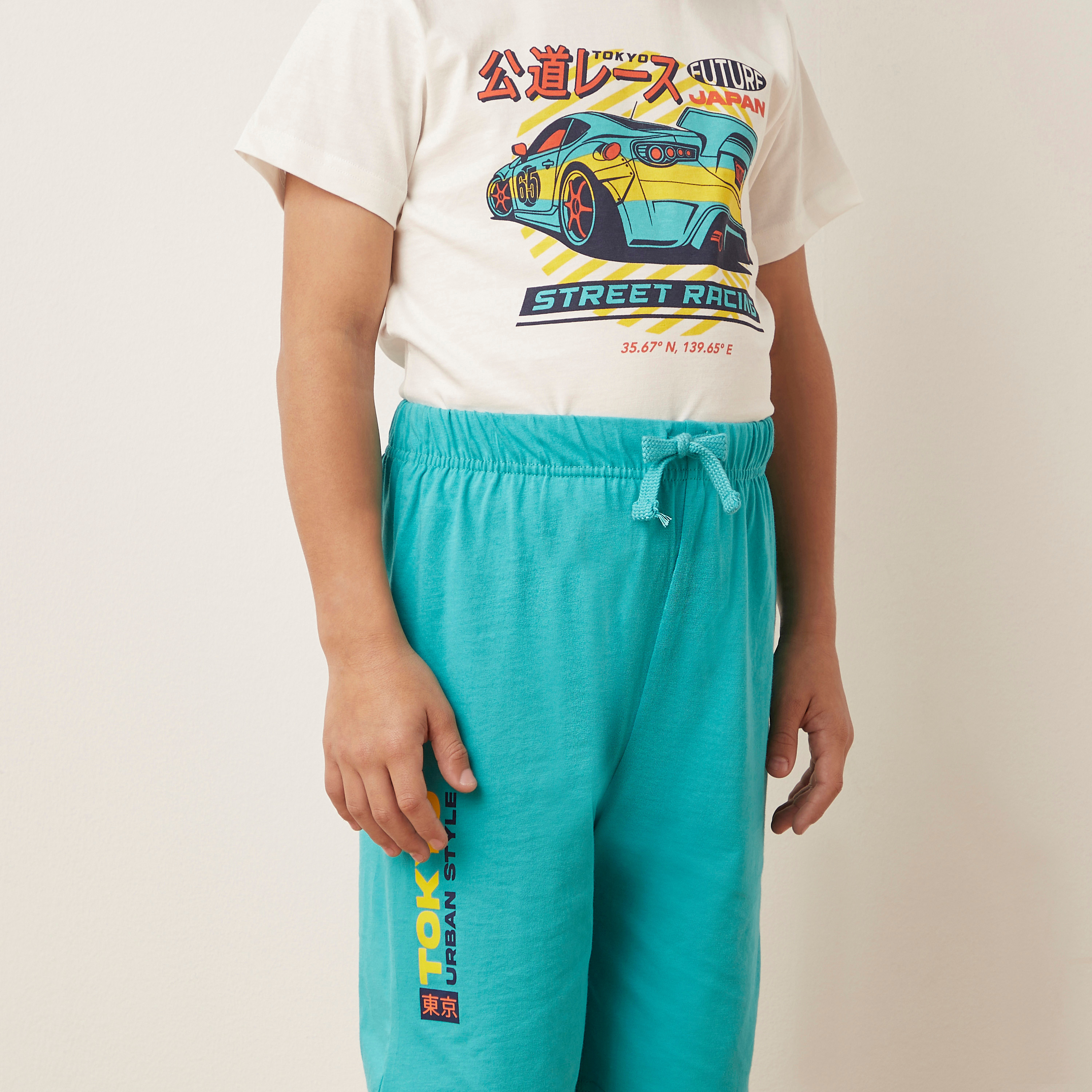 Juniors Graphic Print T-shirt and Shorts Set-boys-clothing-nightwear-image-4