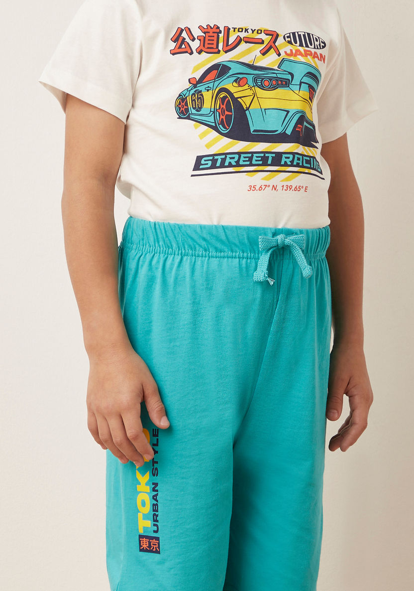 Juniors Graphic Print T-shirt and Shorts Set-Nightwear-image-3