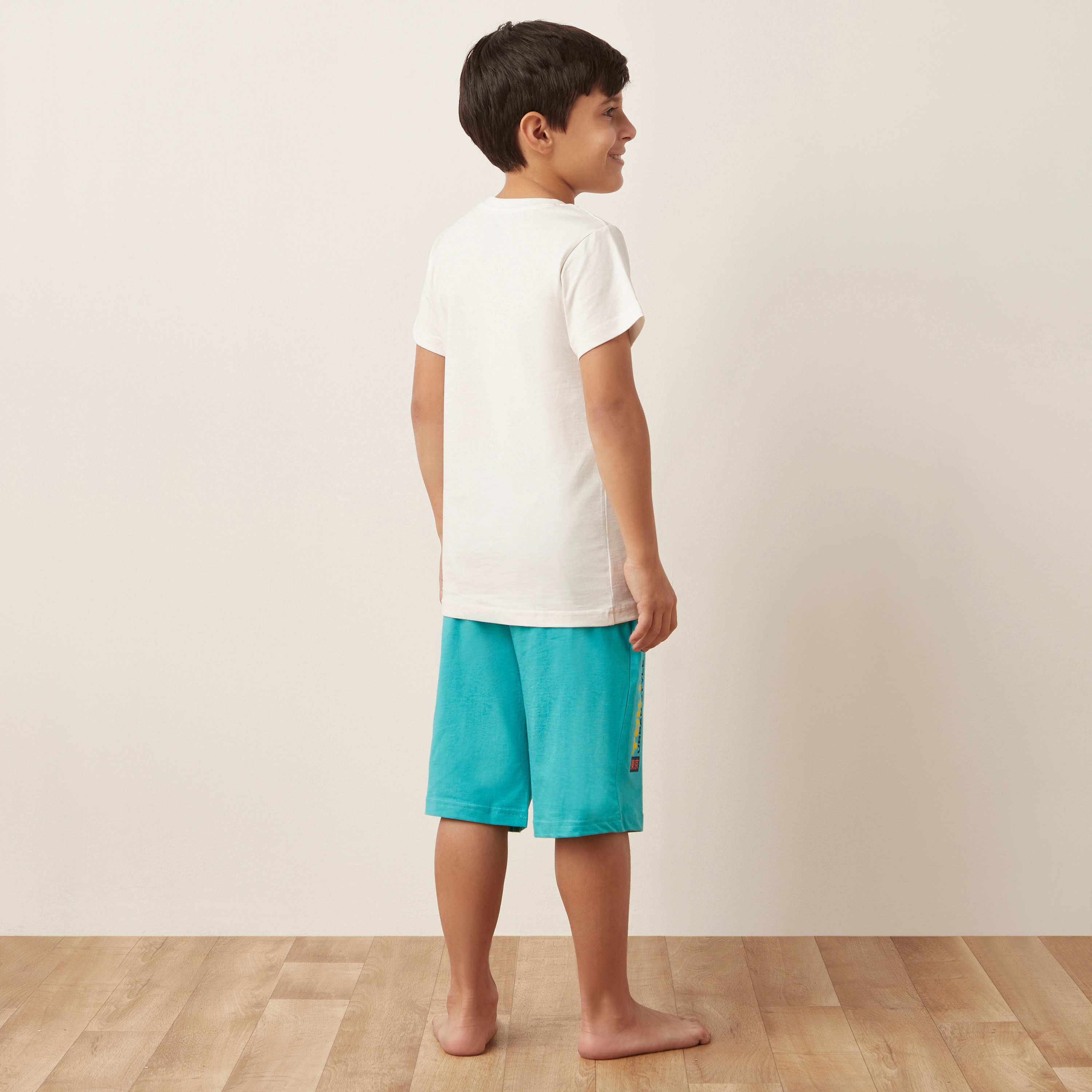 Juniors Graphic Print T-shirt and Shorts Set-boys-clothing-nightwear-image-5
