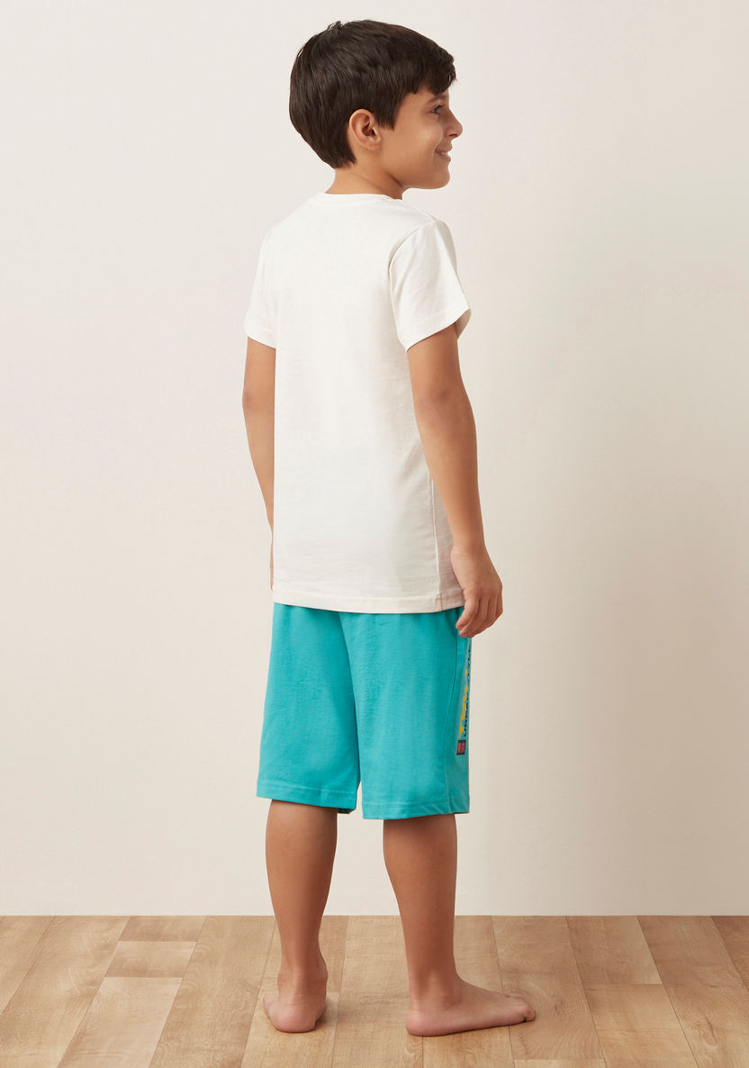 Juniors Graphic Print T-shirt and Shorts Set-Nightwear-image-4