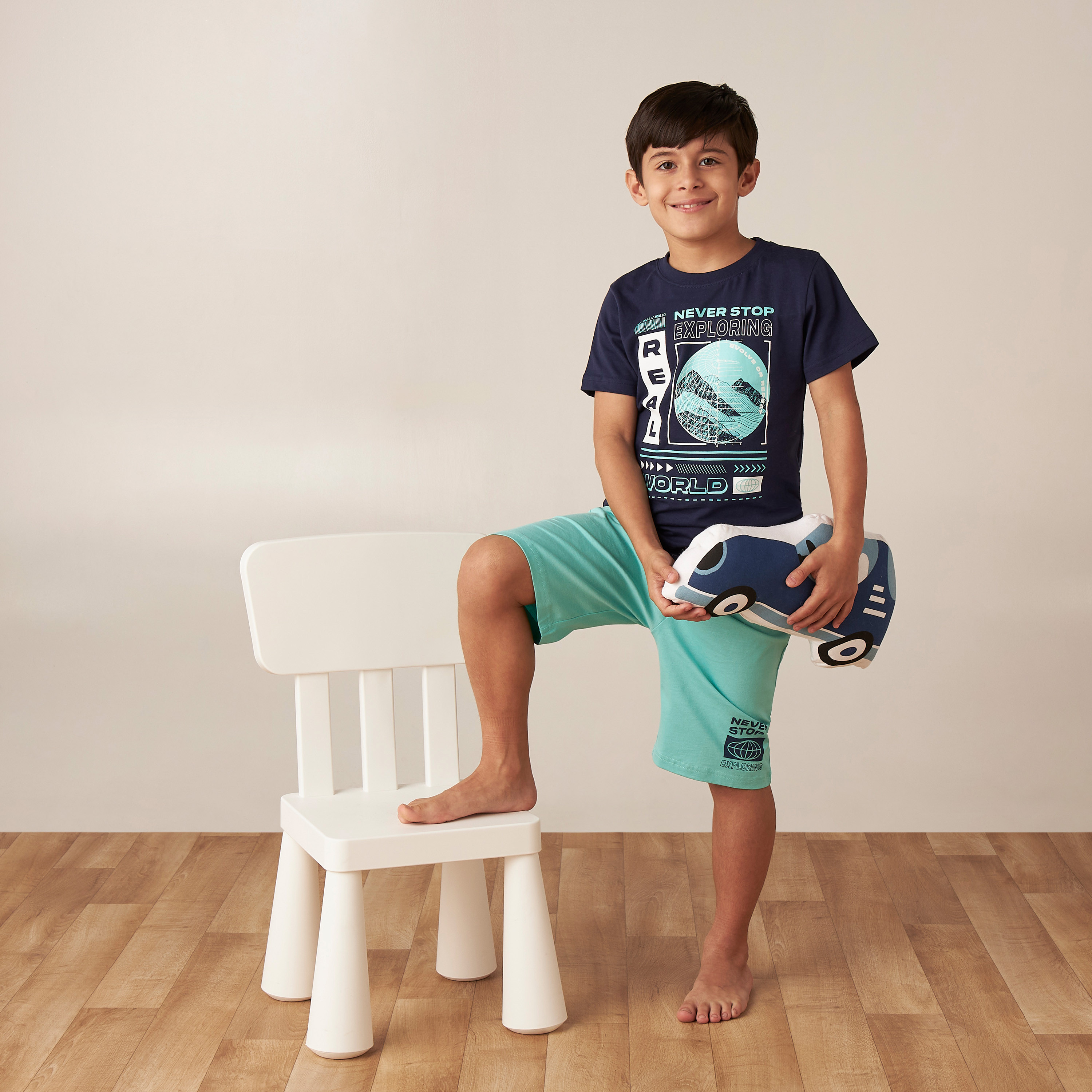 Juniors Printed T-shirt and Shorts Set-boys-clothing-nightwear-image-1