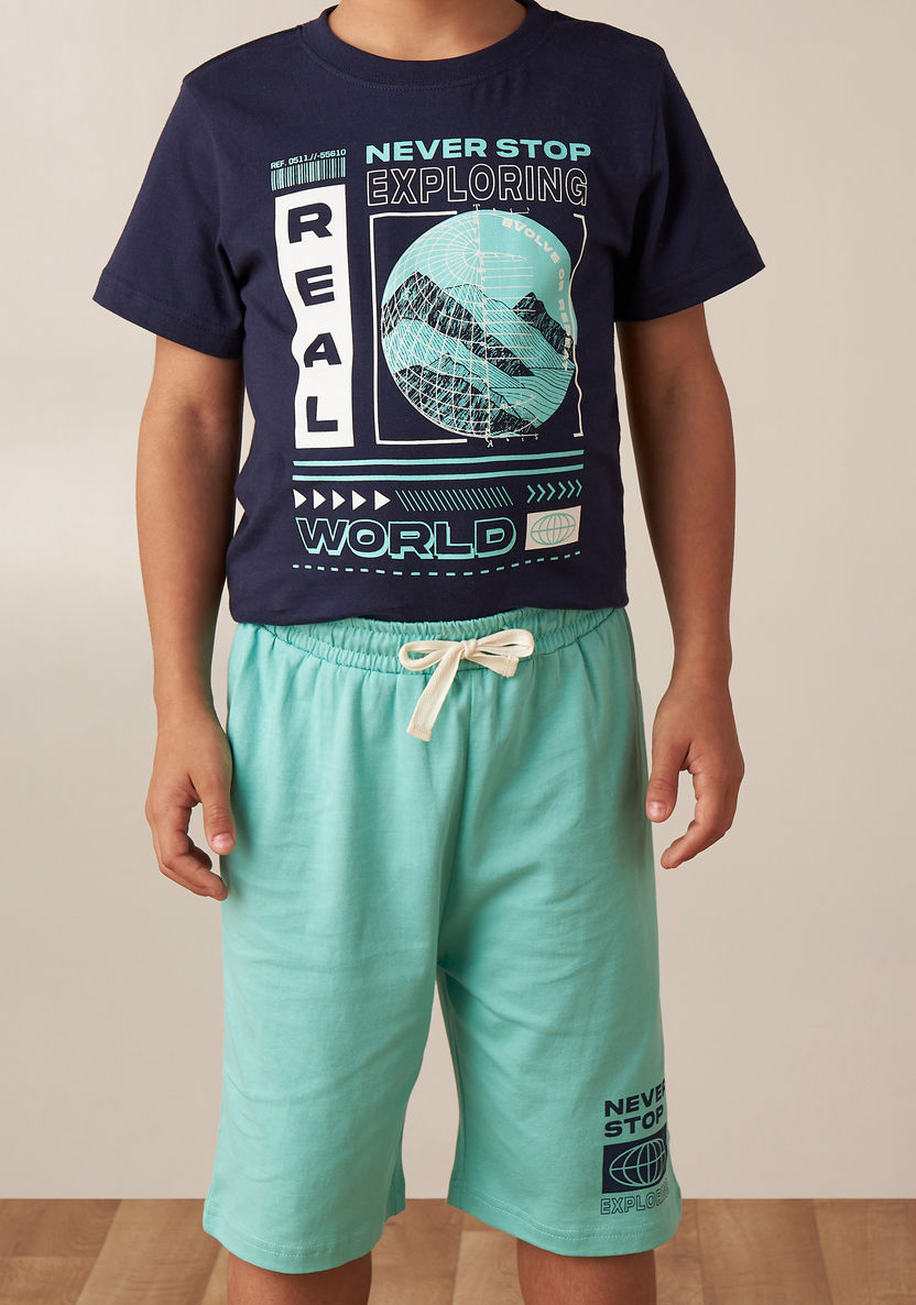 Juniors Printed T-shirt and Shorts Set-Nightwear-image-3