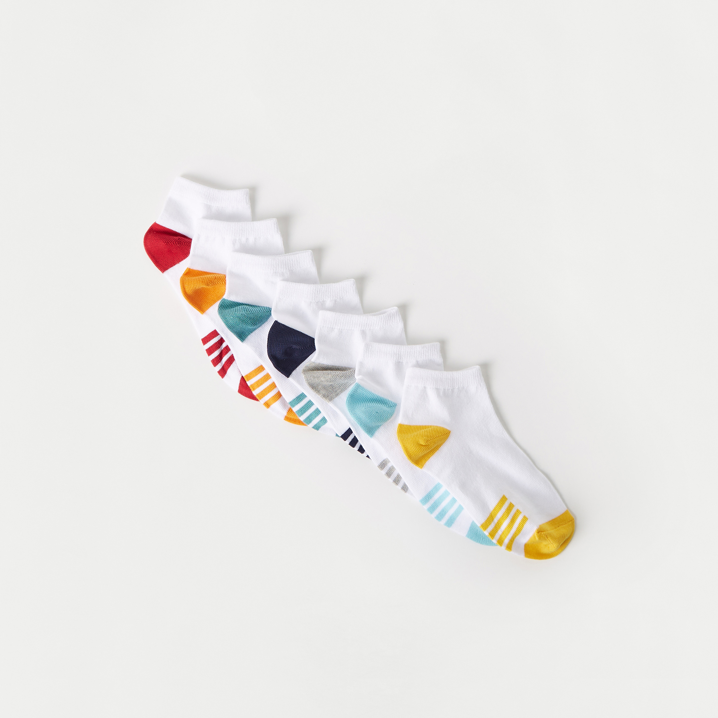 Juniors Colourblock Ankle Length Socks - Set of 7-boys-accessories-socks-image-2