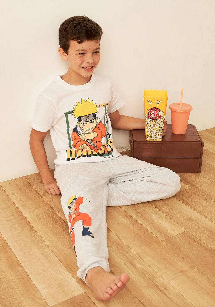 TV Tokyo Naruto Graphic Print T-shirt and Elastciated Pyjama Set-Nightwear-image-0