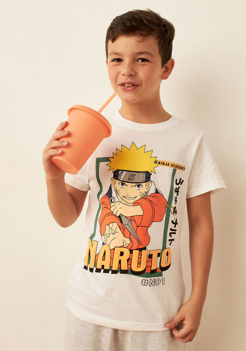 TV Tokyo Naruto Graphic Print T-shirt and Elastciated Pyjama Set-Nightwear-image-1
