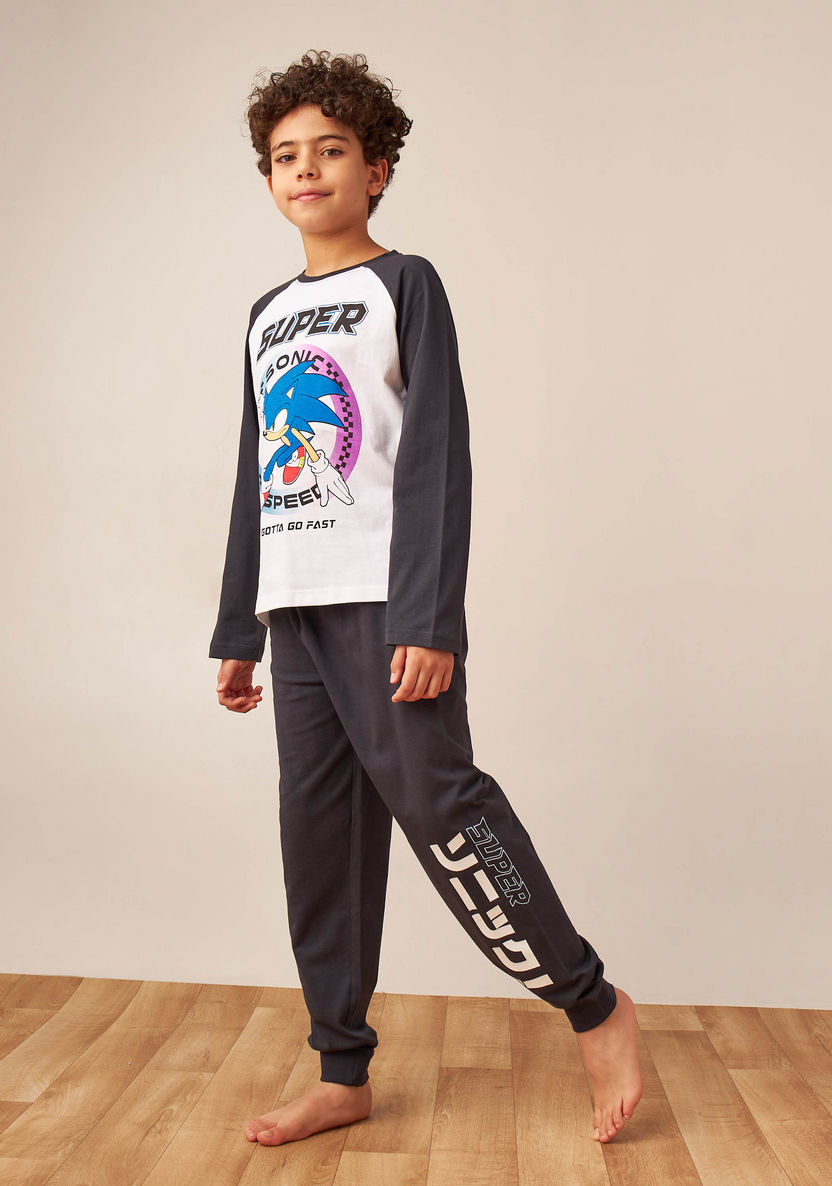 SEGA Sonic the Hedgehog Print T-shirt and Pyjama Set-Nightwear-image-0