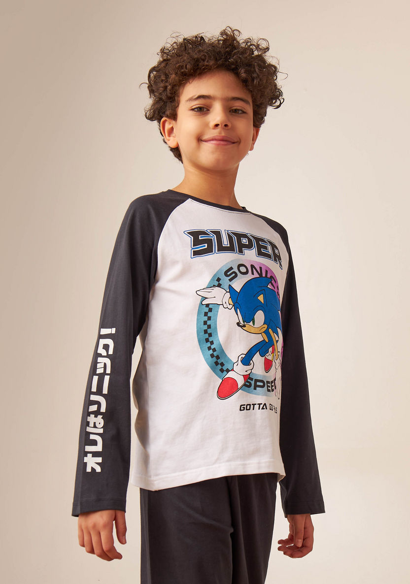 SEGA Sonic the Hedgehog Print T-shirt and Pyjama Set-Nightwear-image-1