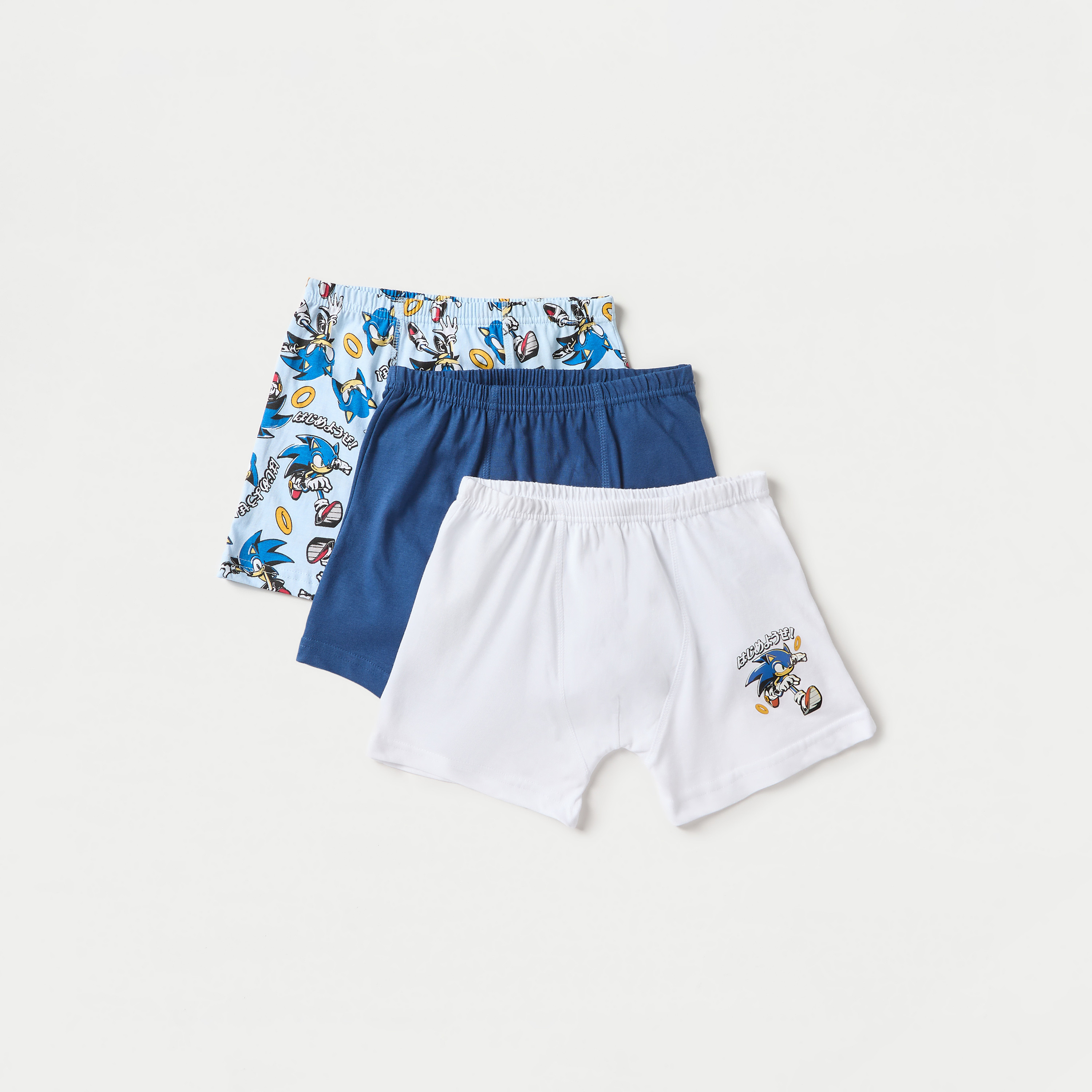 Sonic The Hedgehog Print Boxers with Elasticated Waistband - Set of 3-boys-clothing-innerwear-boxersandbriefs-image-1