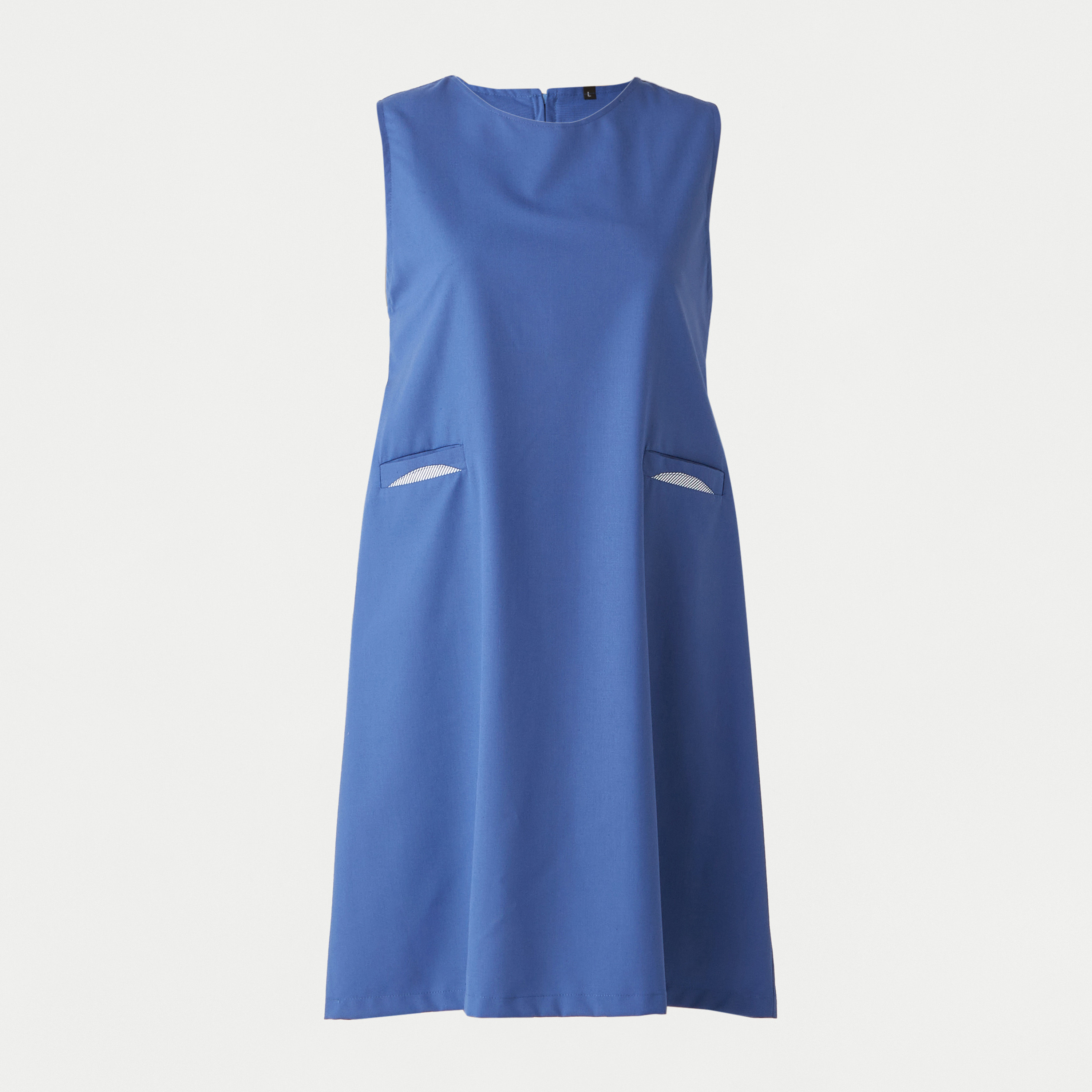 Juniors Solid Round Neck Pinafore with Zip Closure and Pockets-girls-clothing-schoolwear-dresses-image-1