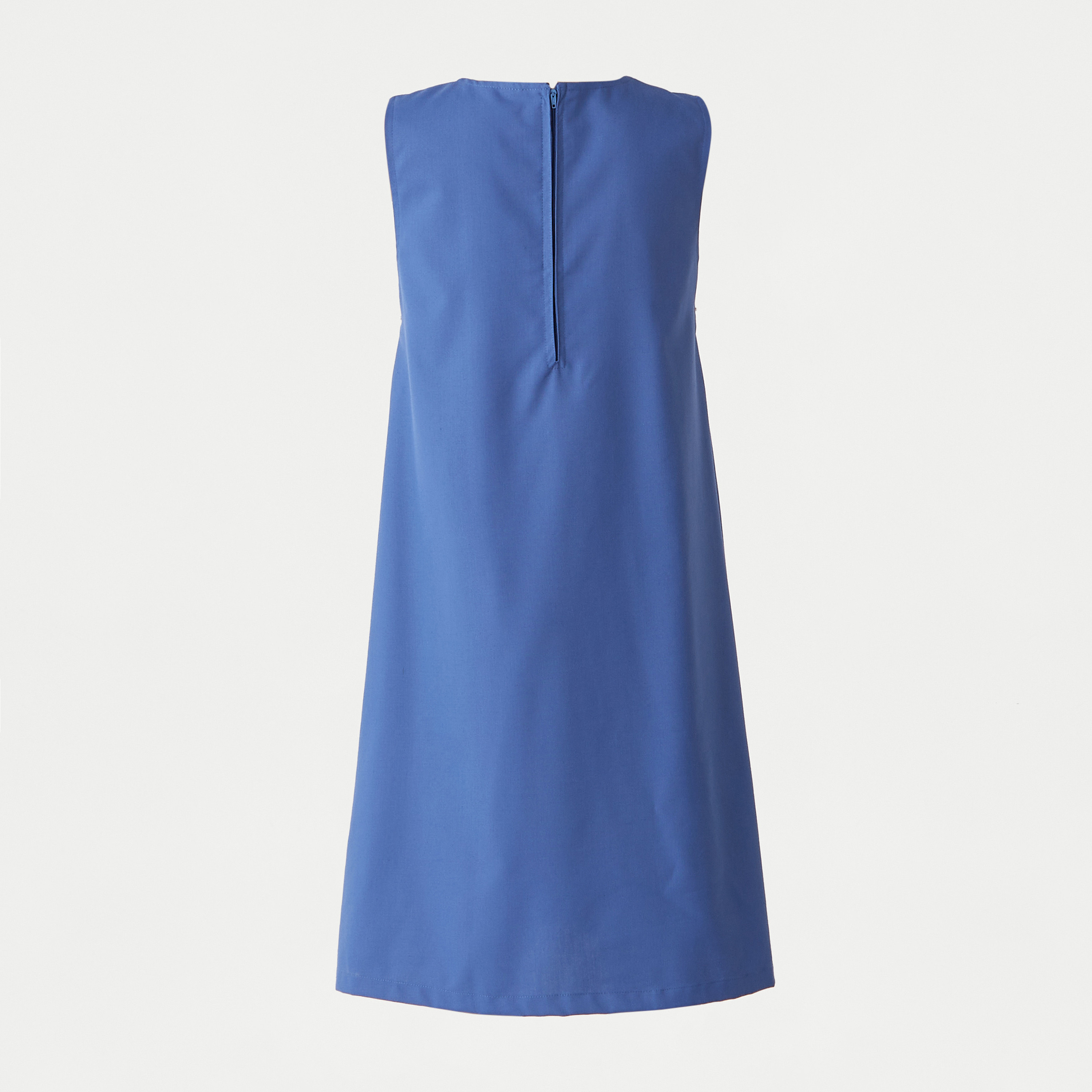 Juniors Solid Round Neck Pinafore with Zip Closure and Pockets-girls-clothing-schoolwear-dresses-image-2