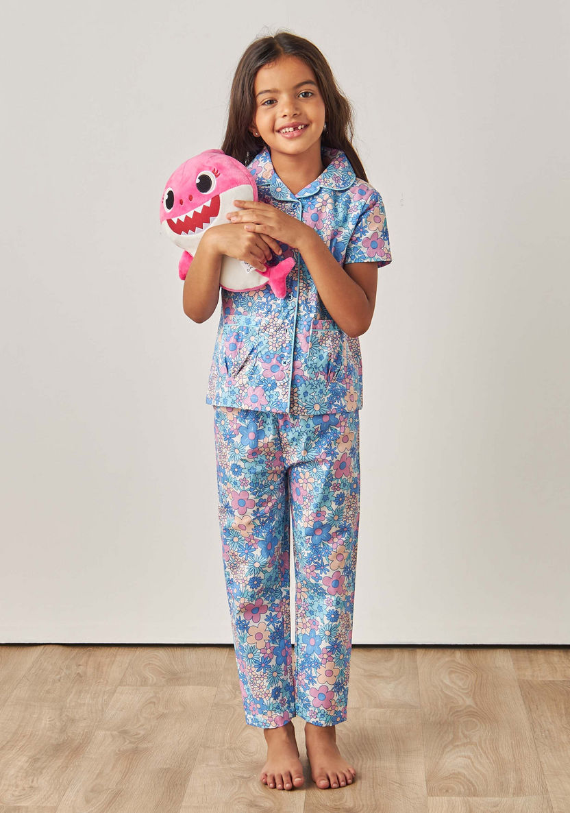 Juniors All-Over Floral Print Shirt and Pyjama Set-Pyjama Sets-image-0