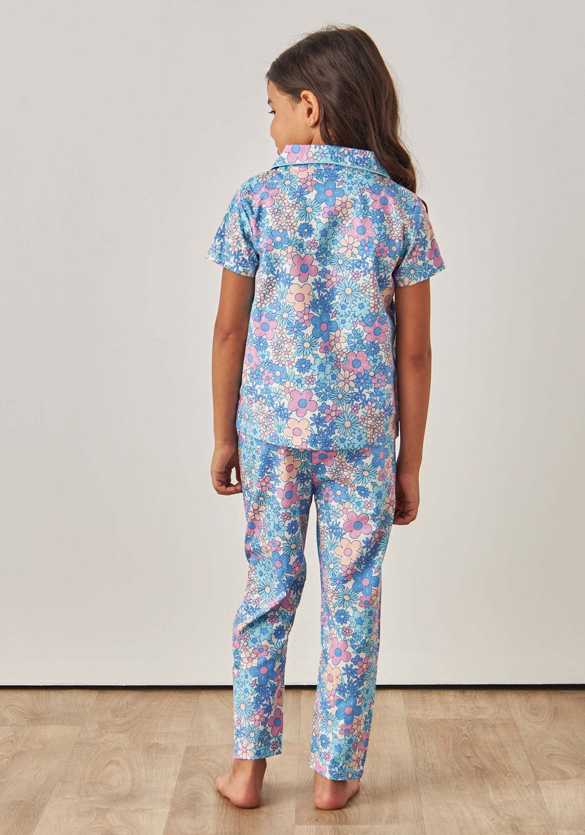 Juniors All-Over Floral Print Shirt and Pyjama Set-Pyjama Sets-image-4