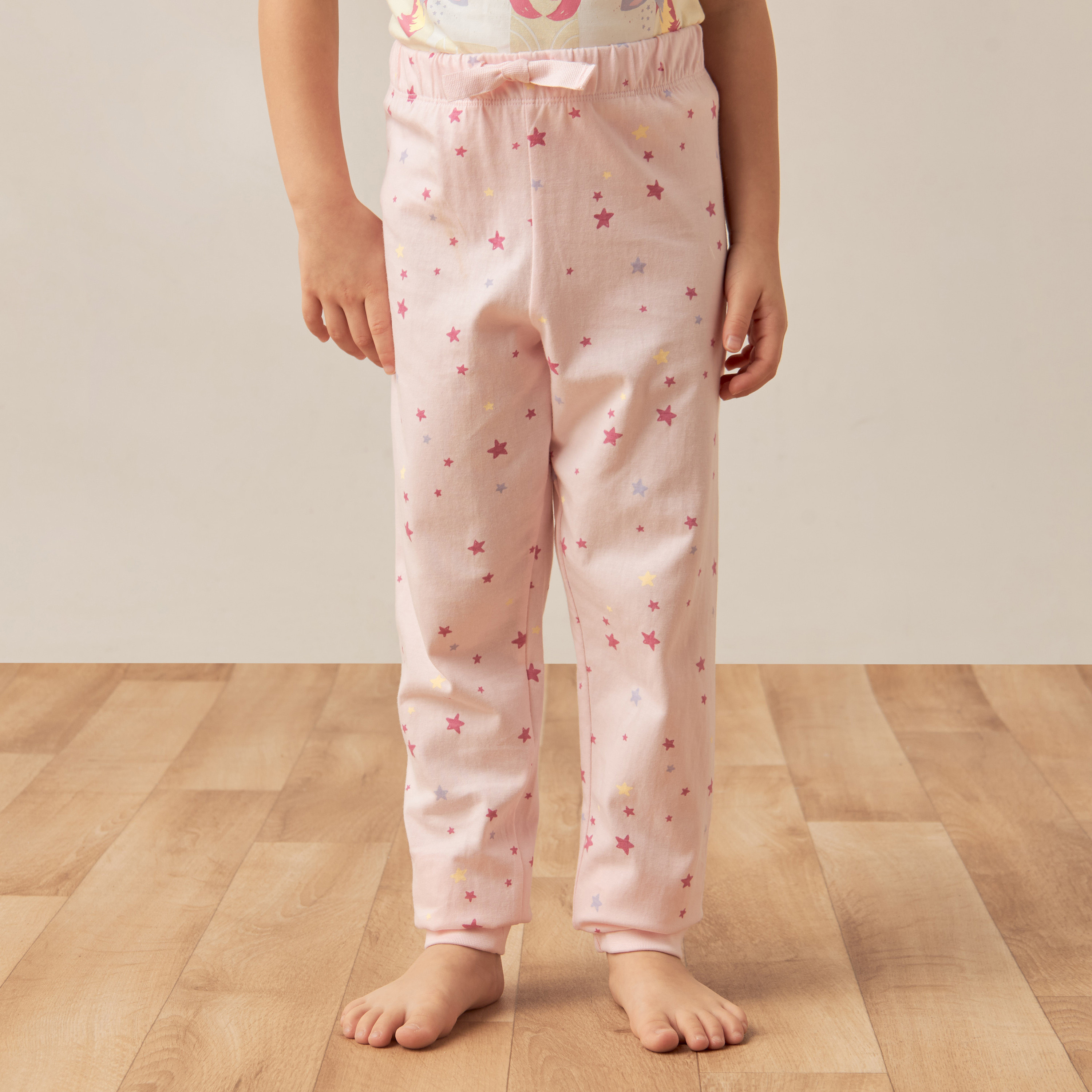 Juniors Unicorn Slogan Print Short Sleeves T-shirt and Elasticated Pyjama Set-girls-clothing-nightwear-image-3