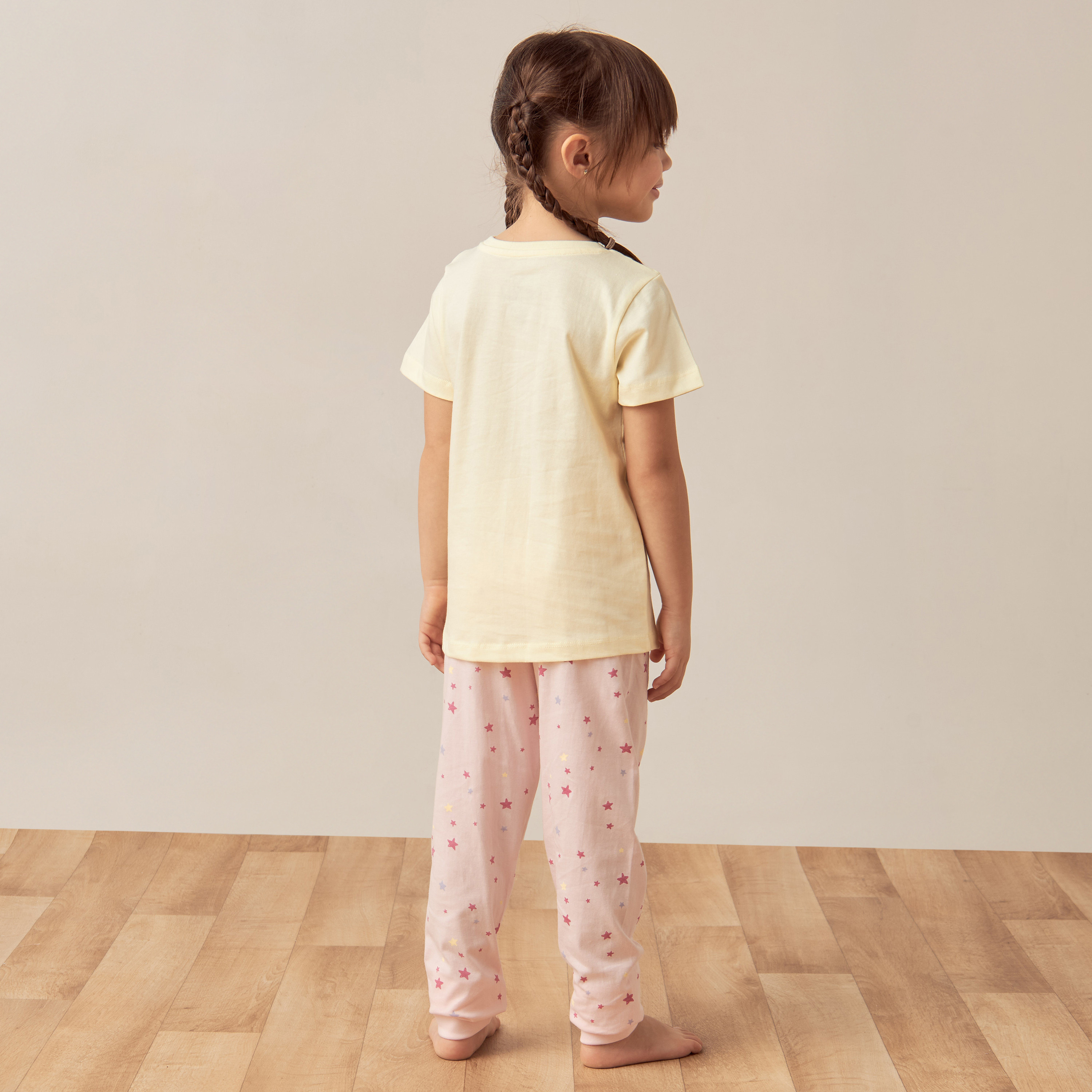 Juniors Unicorn Slogan Print Short Sleeves T-shirt and Elasticated Pyjama Set-girls-clothing-nightwear-image-5