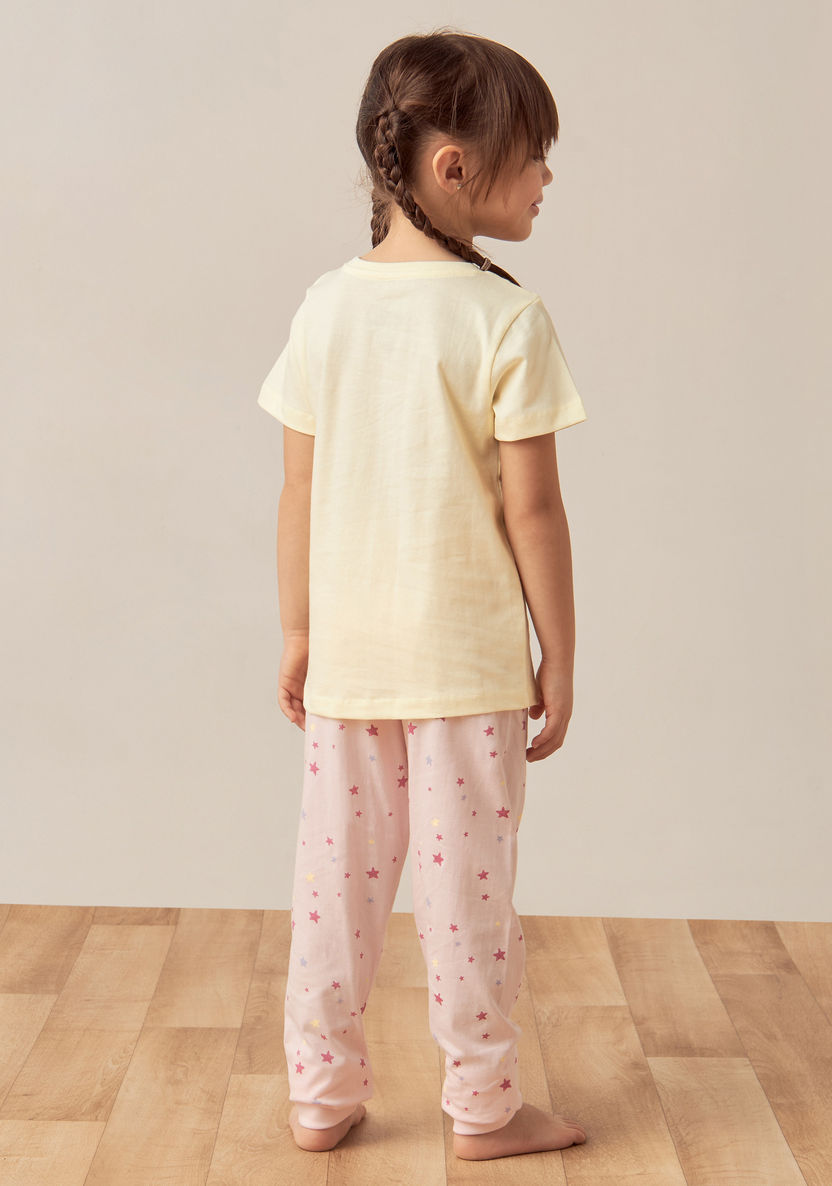 Juniors Unicorn Slogan Print Short Sleeves T-shirt and Elasticated Pyjama Set-Nightwear-image-4