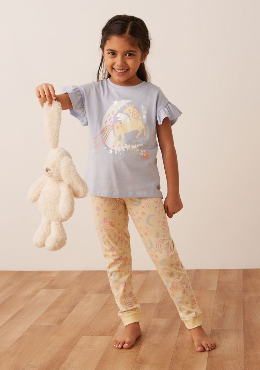 Juniors Printed T-shirt and Pyjama Set-Nightwear-image-0