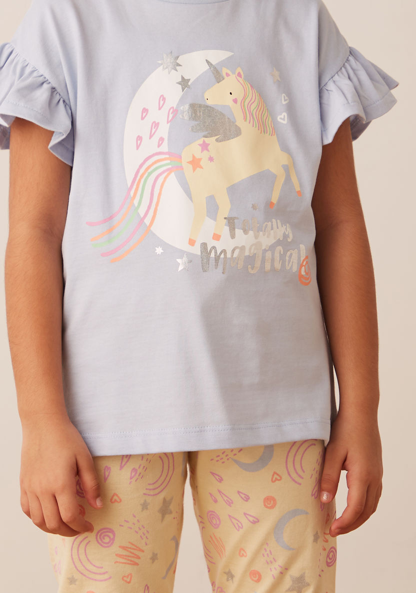 Juniors Printed T-shirt and Pyjama Set-Nightwear-image-2