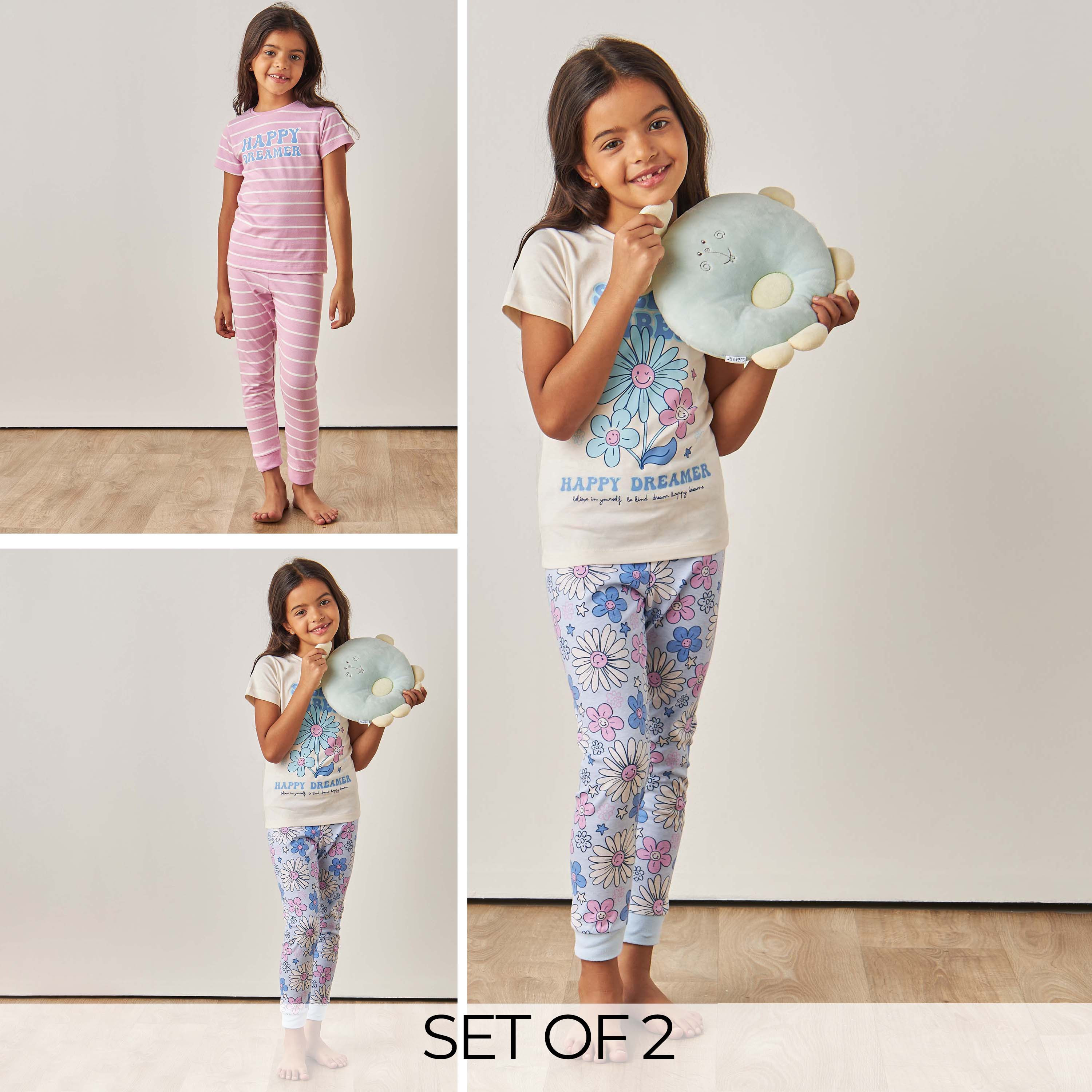 Juniors Printed T-shirts and Pyjamas - Set of 2-girls-clothing-nightwear-image-1