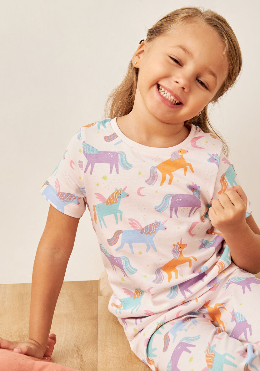 Juniors Printed T-shirt and Pyjamas - Set of 6-Pyjama Sets-image-1