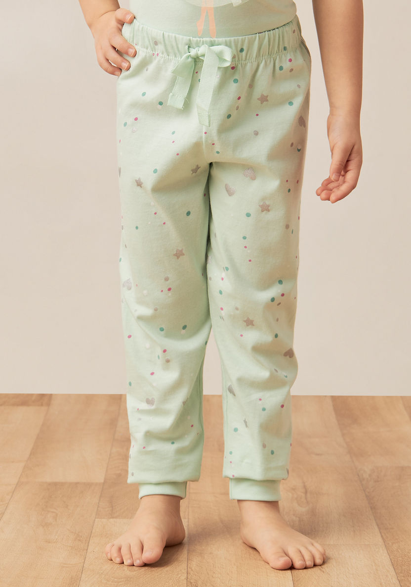 Juniors Graphic Foil Print T-shirt and Elasticated Pyjama Set-Pyjama Sets-image-2